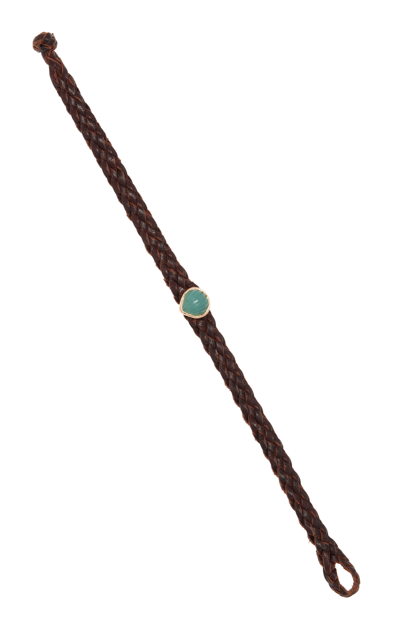 Shop Dezso By Sara Beltran 18k Rose Gold Chrysoprase Leather Bracelet In Green