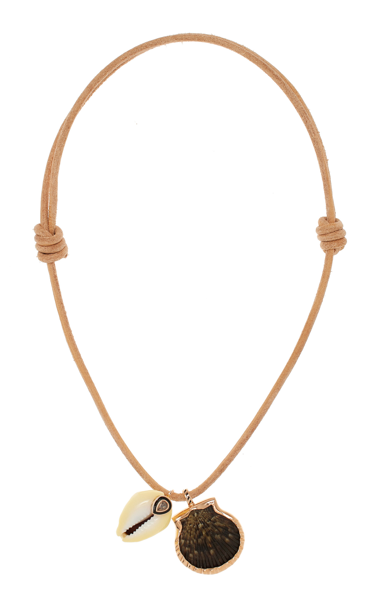 Shop Dezso By Sara Beltran 18k Gold Diamond And Shell Necklace In Multi