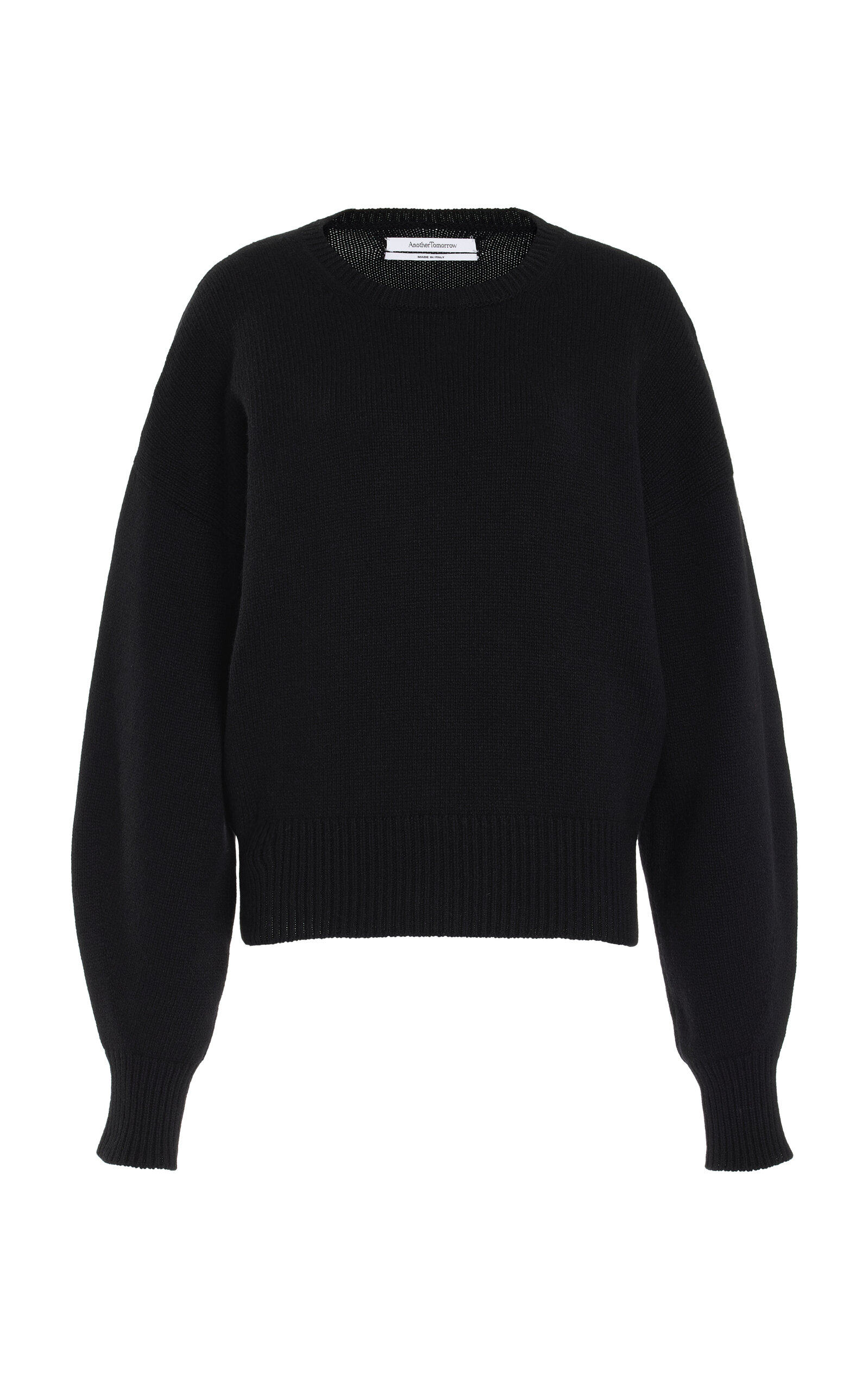 Shop Another Tomorrow Cashmere-wool Knit Sweatshirt In Black