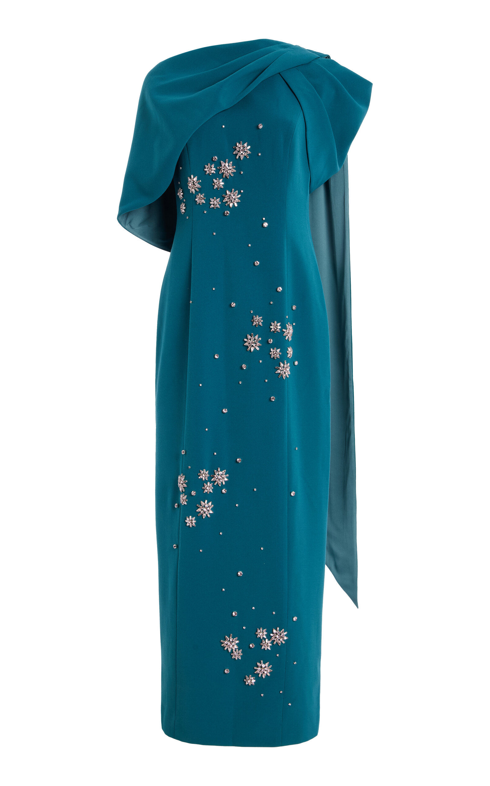 Isolde Cape-Detailed Crystal-Embellished Crepe Gown