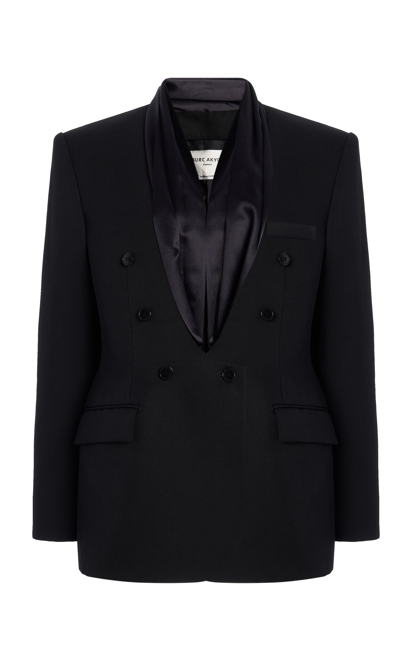 Open Heart Silk-Trimmed Grain De Poudre Wool Blazer