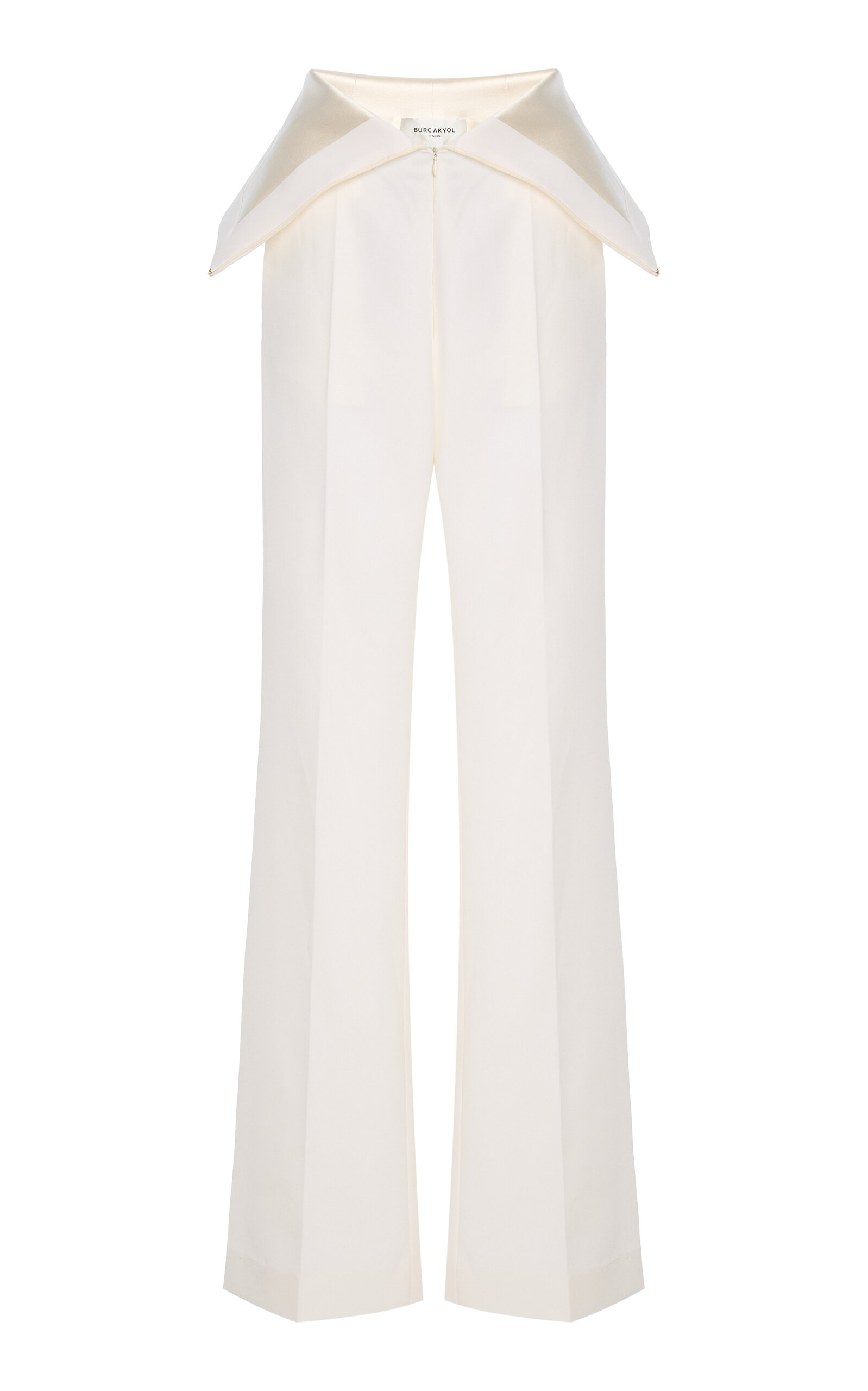 Peplum Satin-Trimmed Grain De Poudre Wool Pants