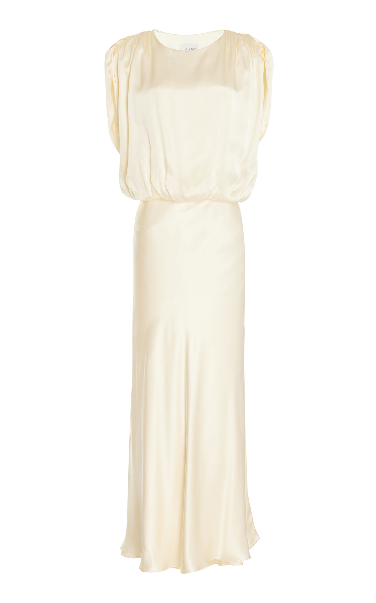 Shop Moré Noir Victoria Satin Maxi Dress In Ivory