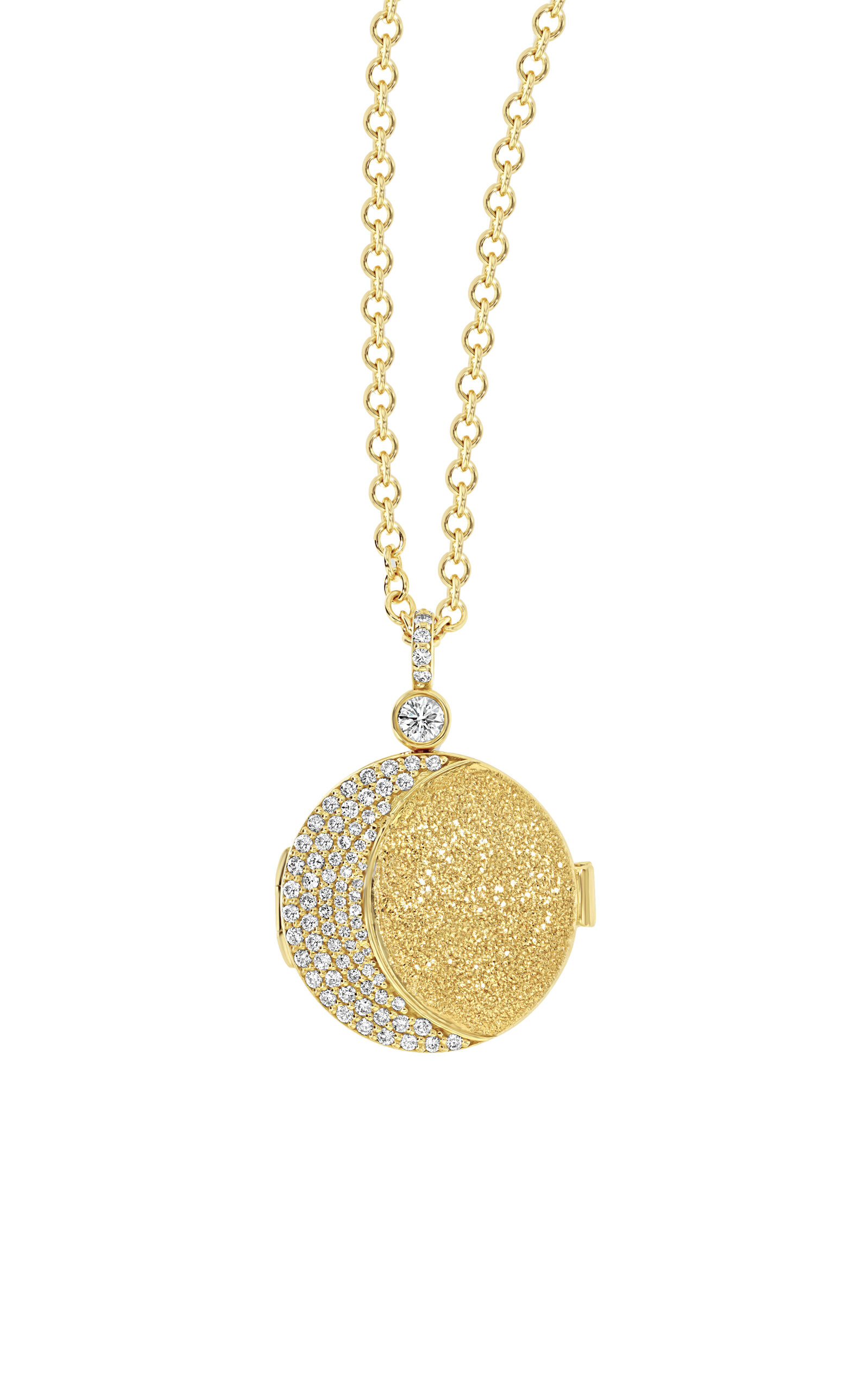 Many Moons 18K Yellow Gold Diamond Locket Necklace