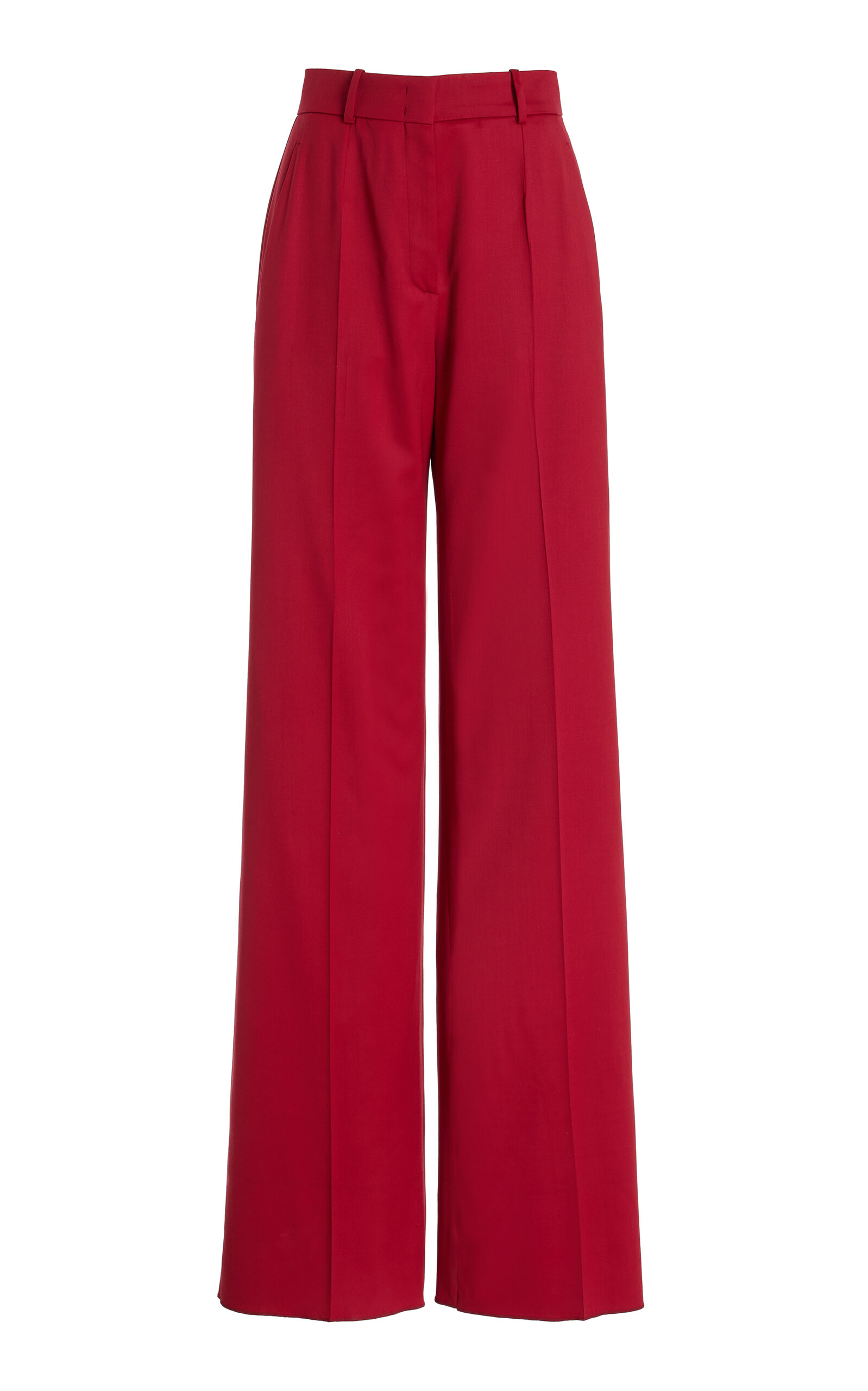 Shop Another Tomorrow Stretch-wool Wide-leg Pants In Red