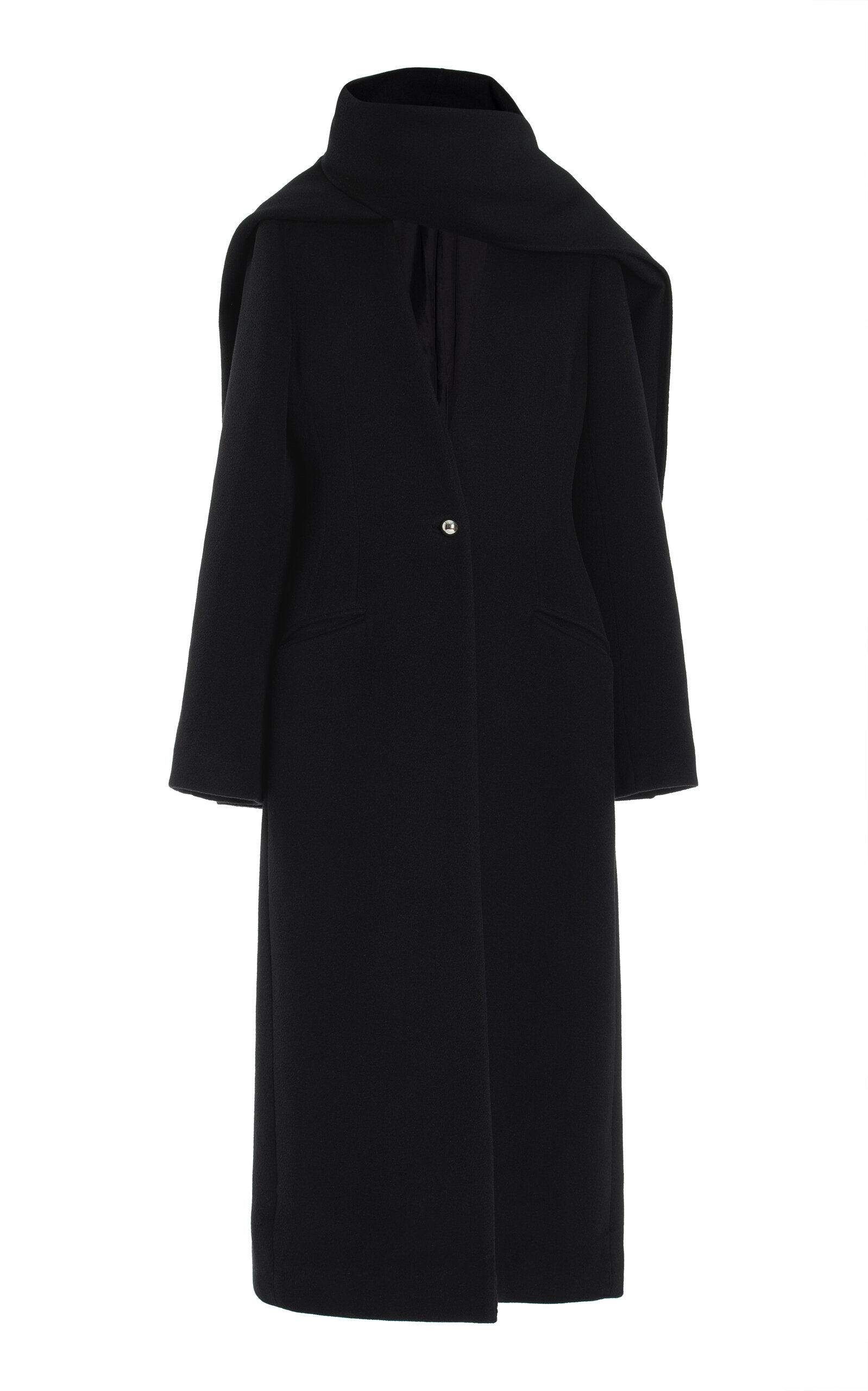 Shop Another Tomorrow Layered Cashmere Coat In Black