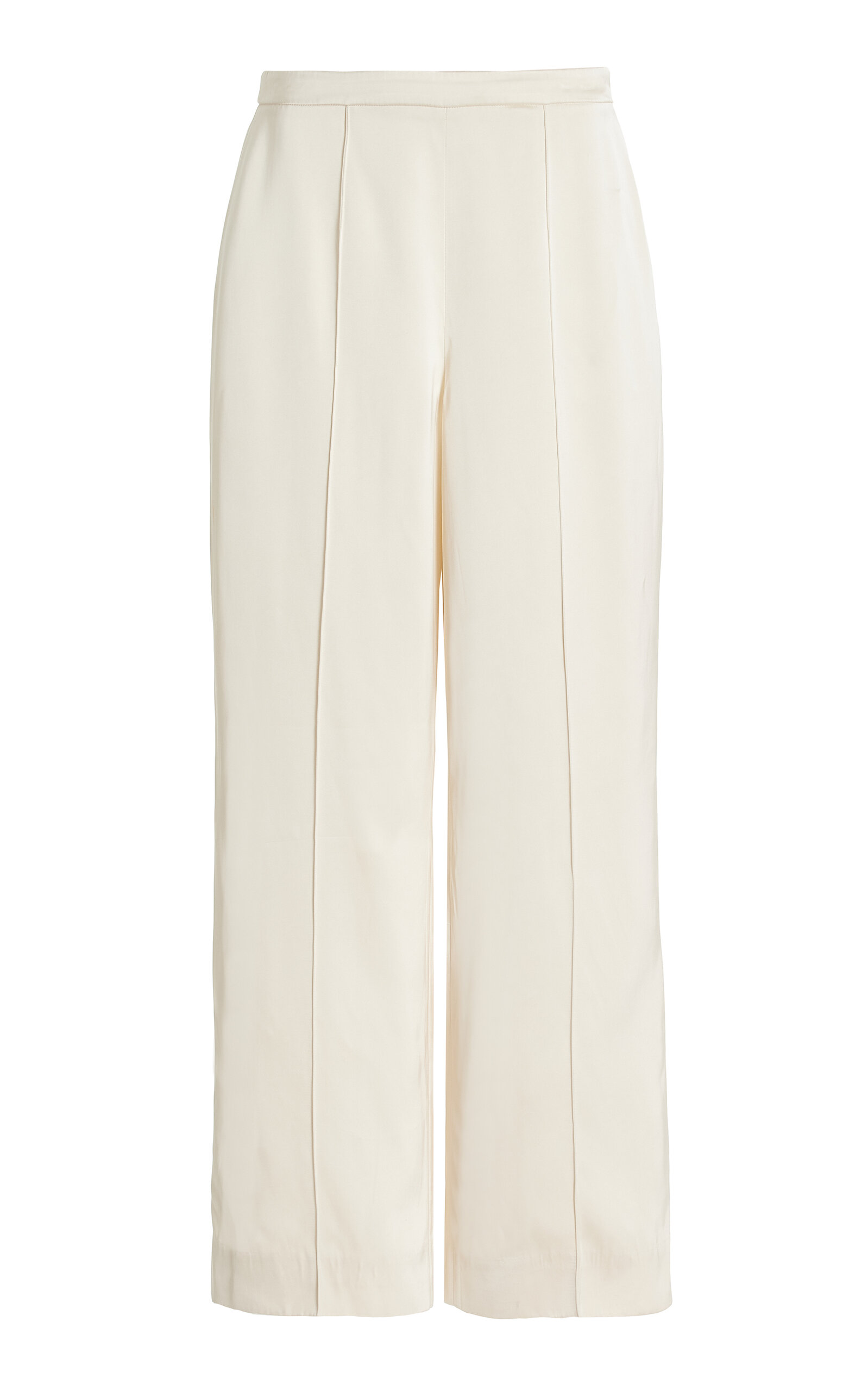 Shop Another Tomorrow High-rise Crepe Straight-leg Pants In Ivory