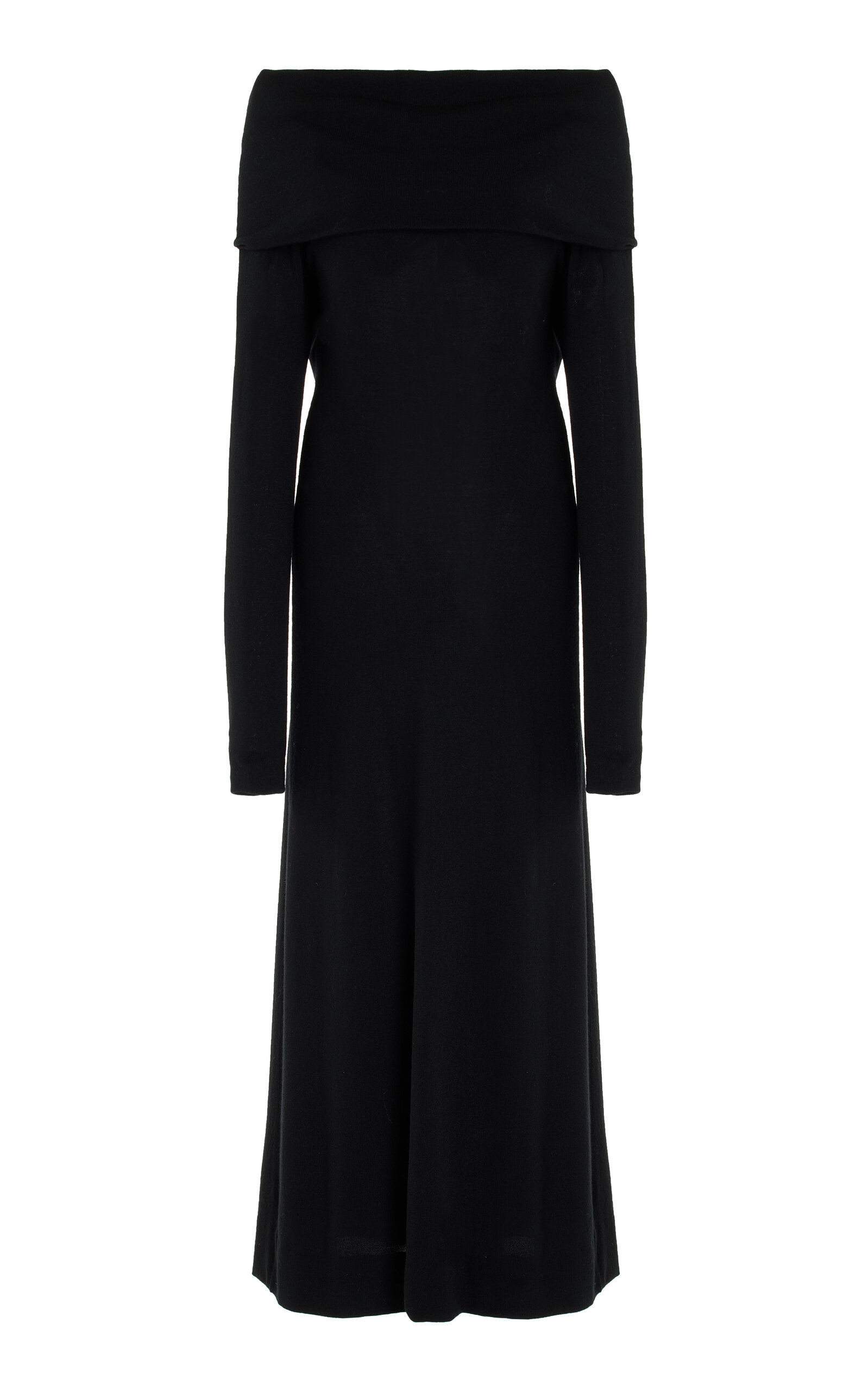 Shop Another Tomorrow Off-the-shoulder Wool Maxi Dress In Black