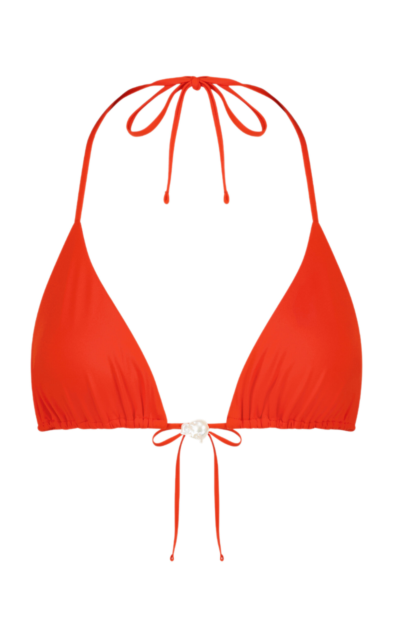 Shop Sara Cristina Pearl-embellished Triangle Bikini Top In Red