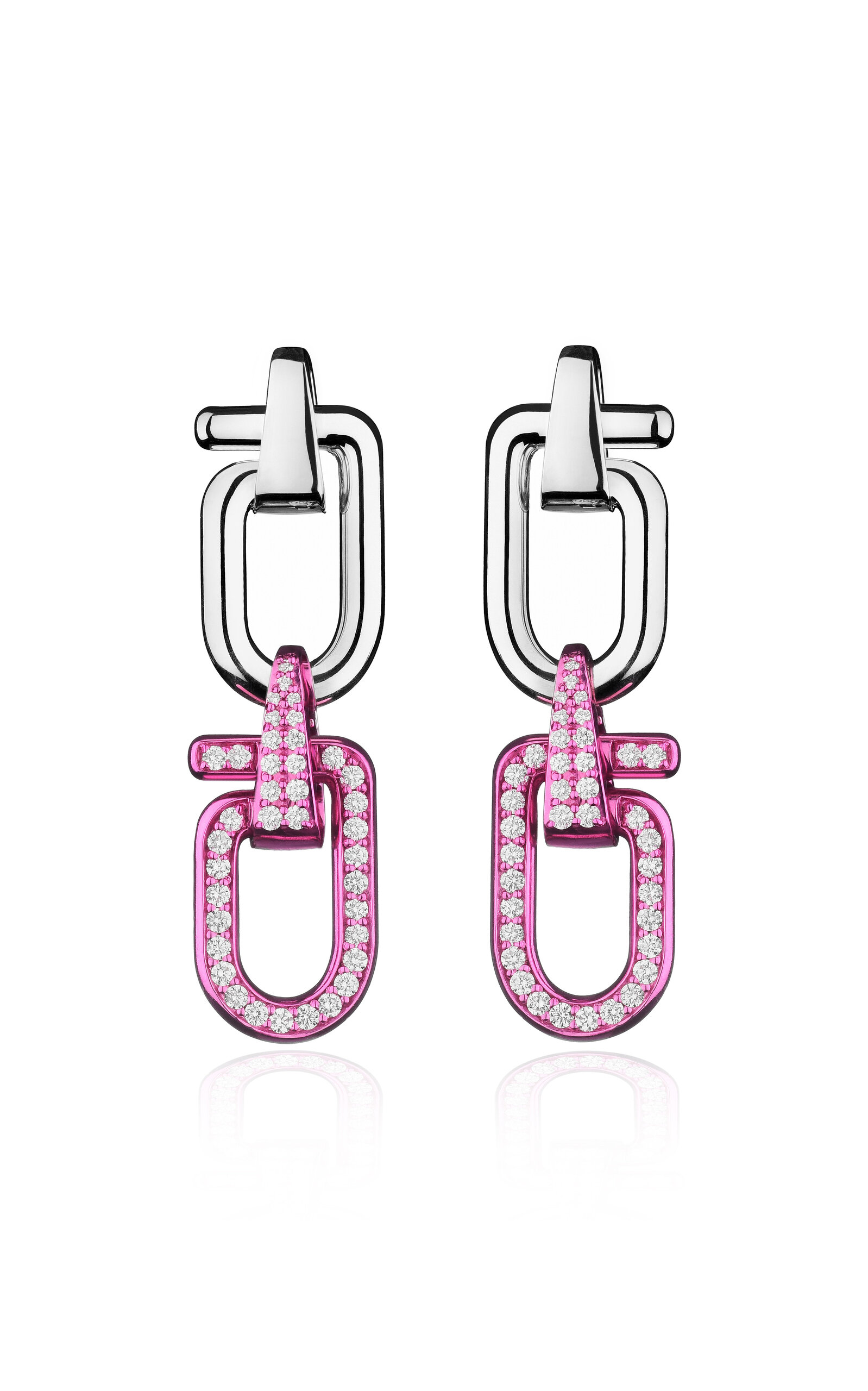 Shop Eéra 18k White Gold And 925 Silver Mega Reine Earring Double