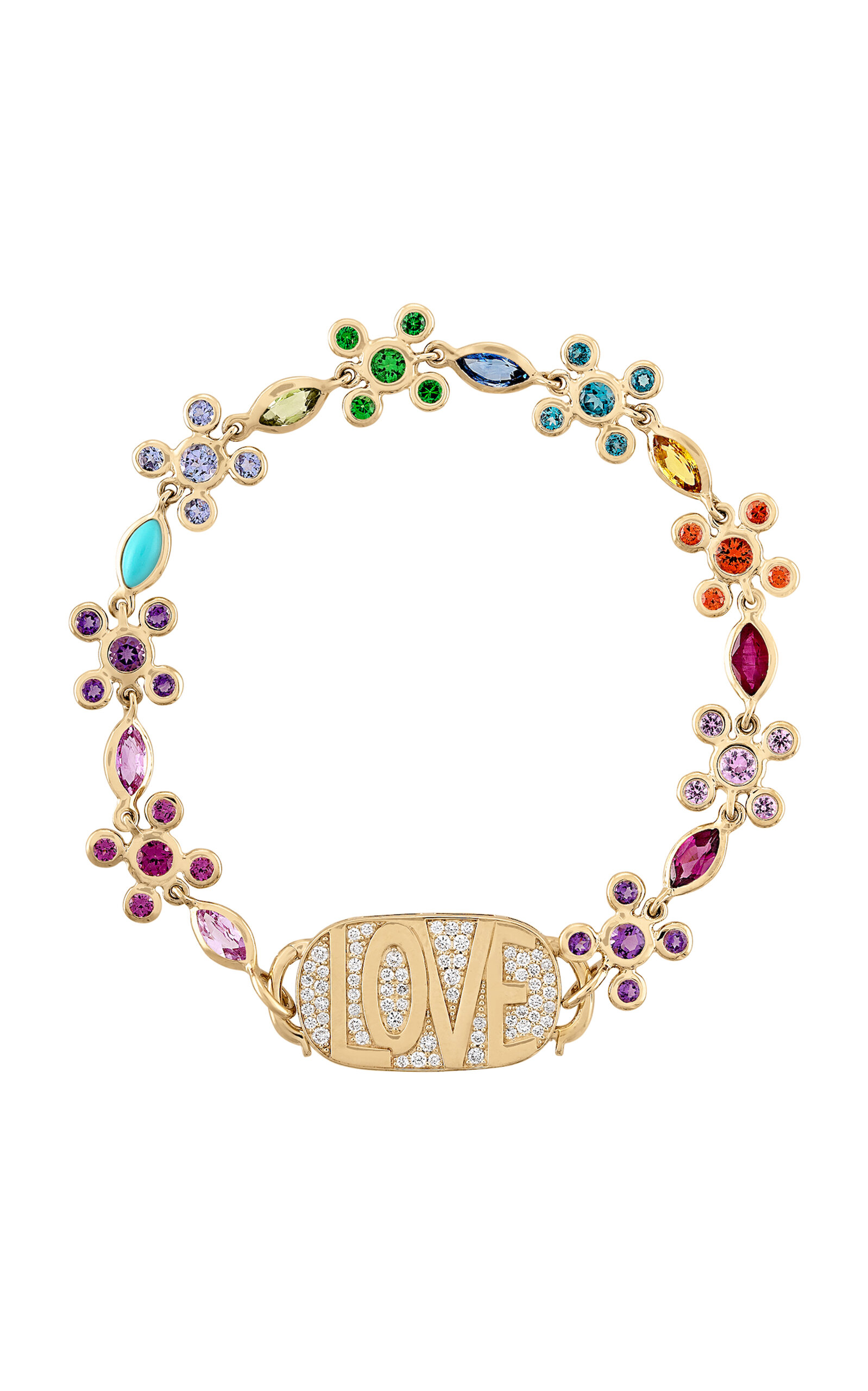 Rainbow In Sync 14K Yellow Gold Multi-Stone Bracelet