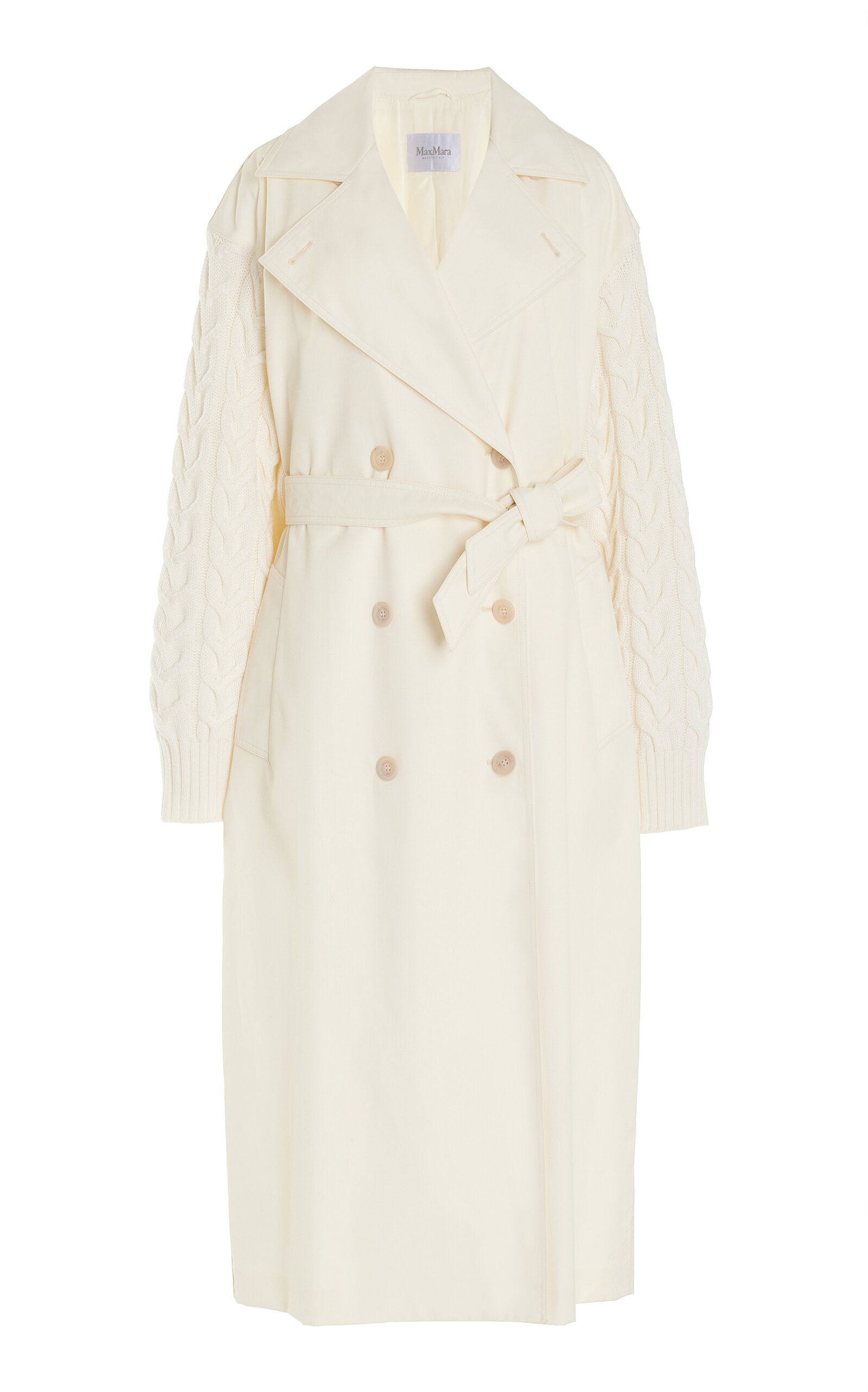 Shop Max Mara Cicladi Wool-cotton Overcoat In Ivory