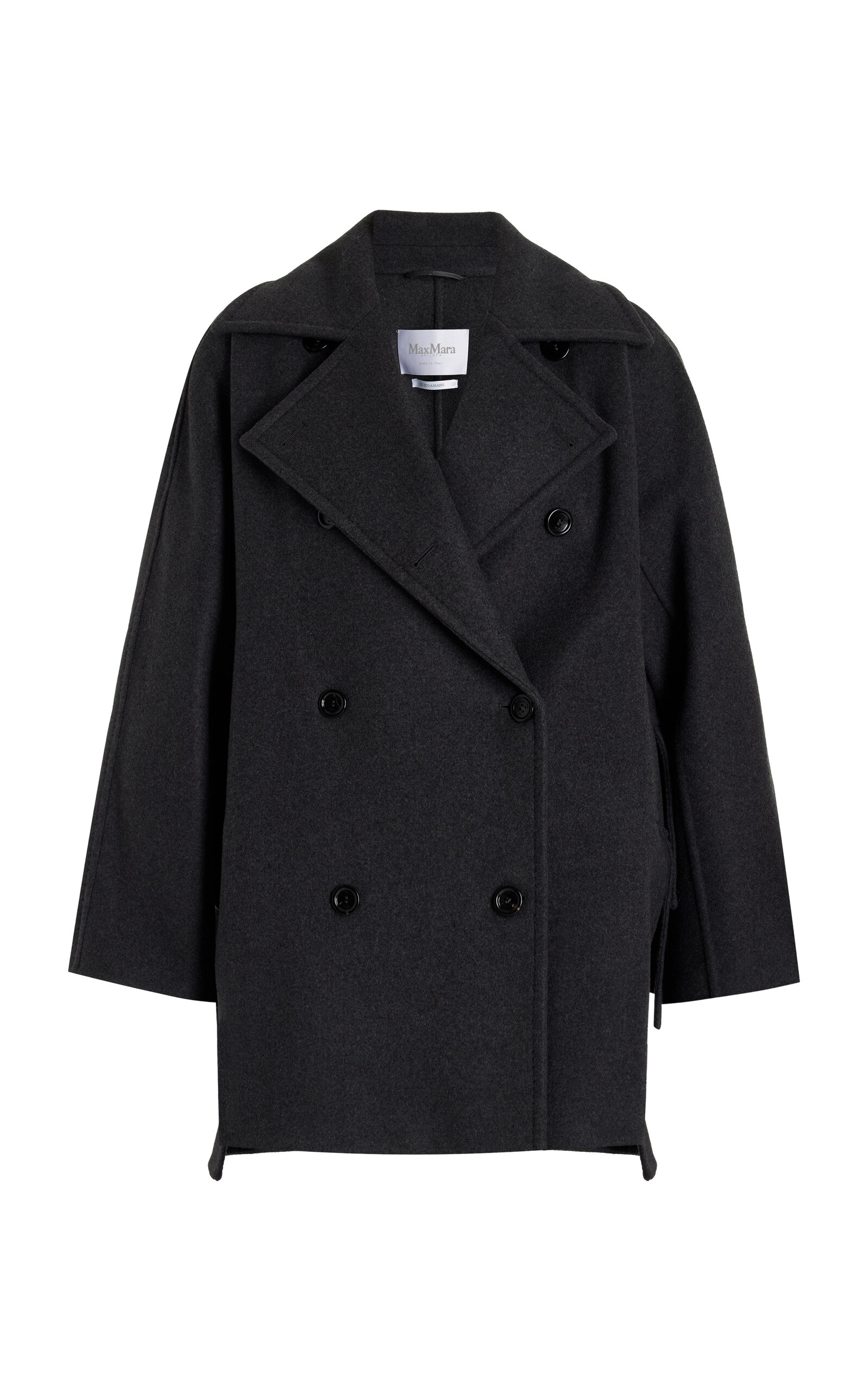 Shop Max Mara Asturie Wool-cashmere Short Coat In Dark Grey