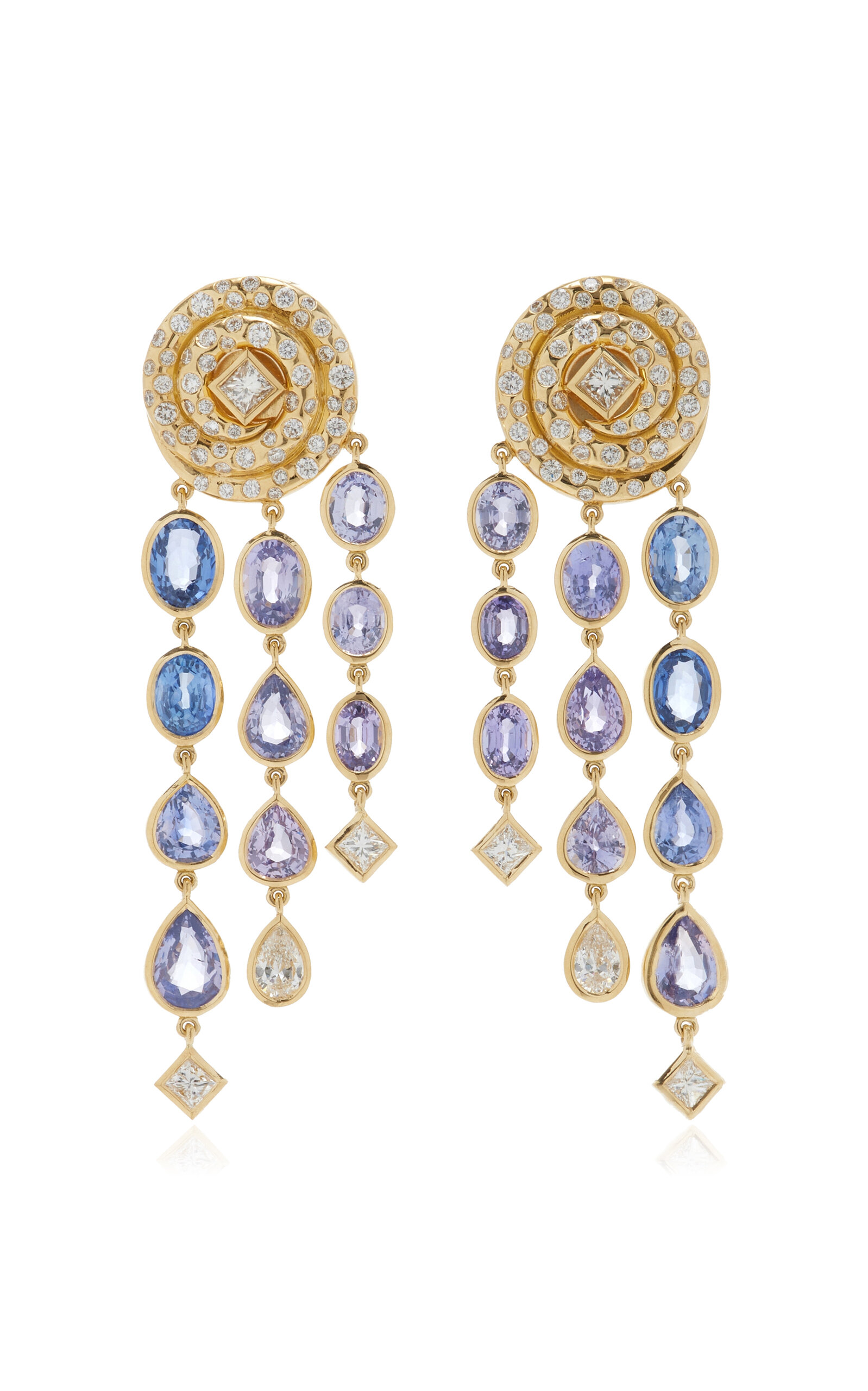 Shop Future Fortune Sage 18k Yellow Gold Sapphire; Diamond Earrings In Multi