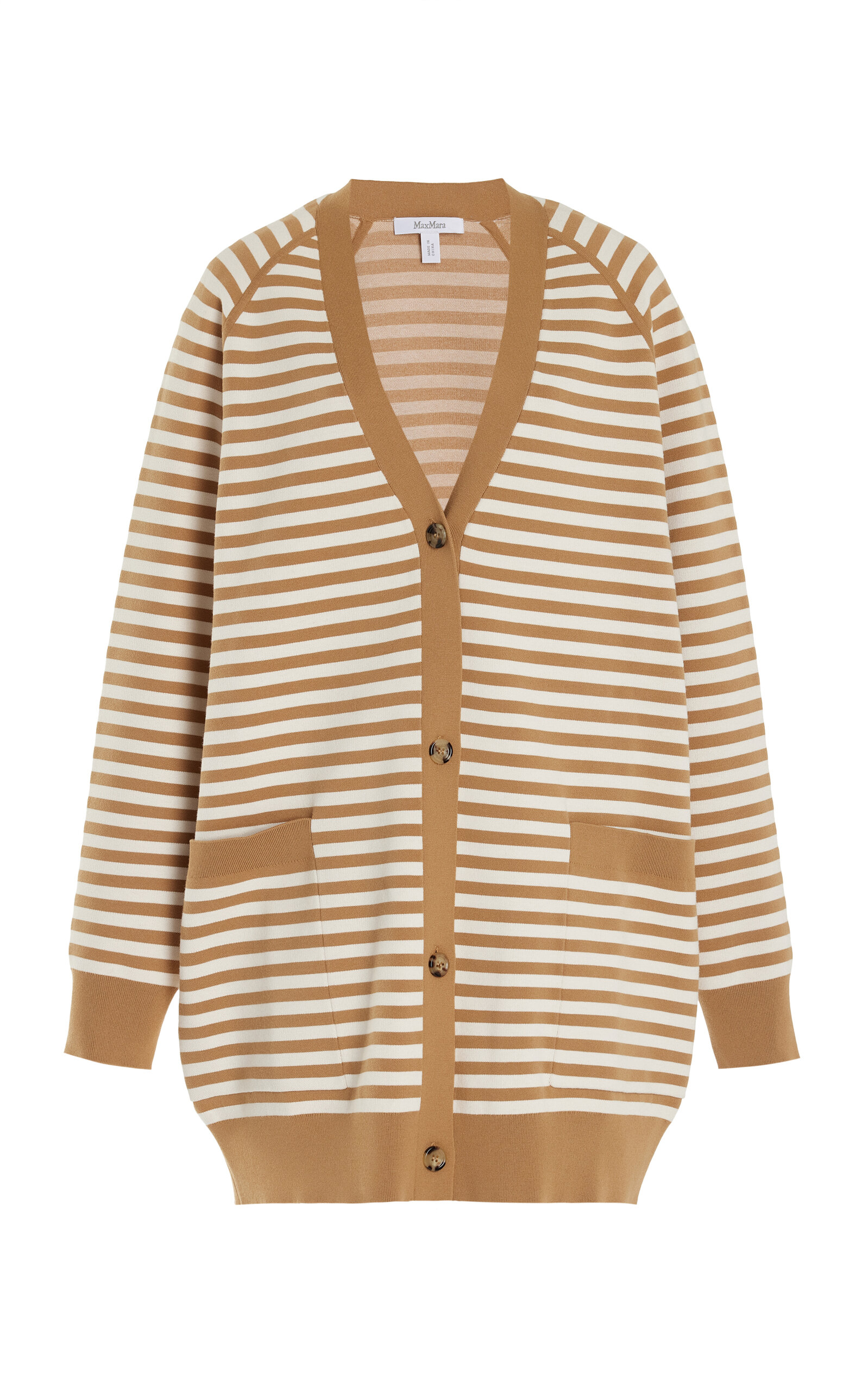 Shop Max Mara Tenore Knit Cardigan In Brown