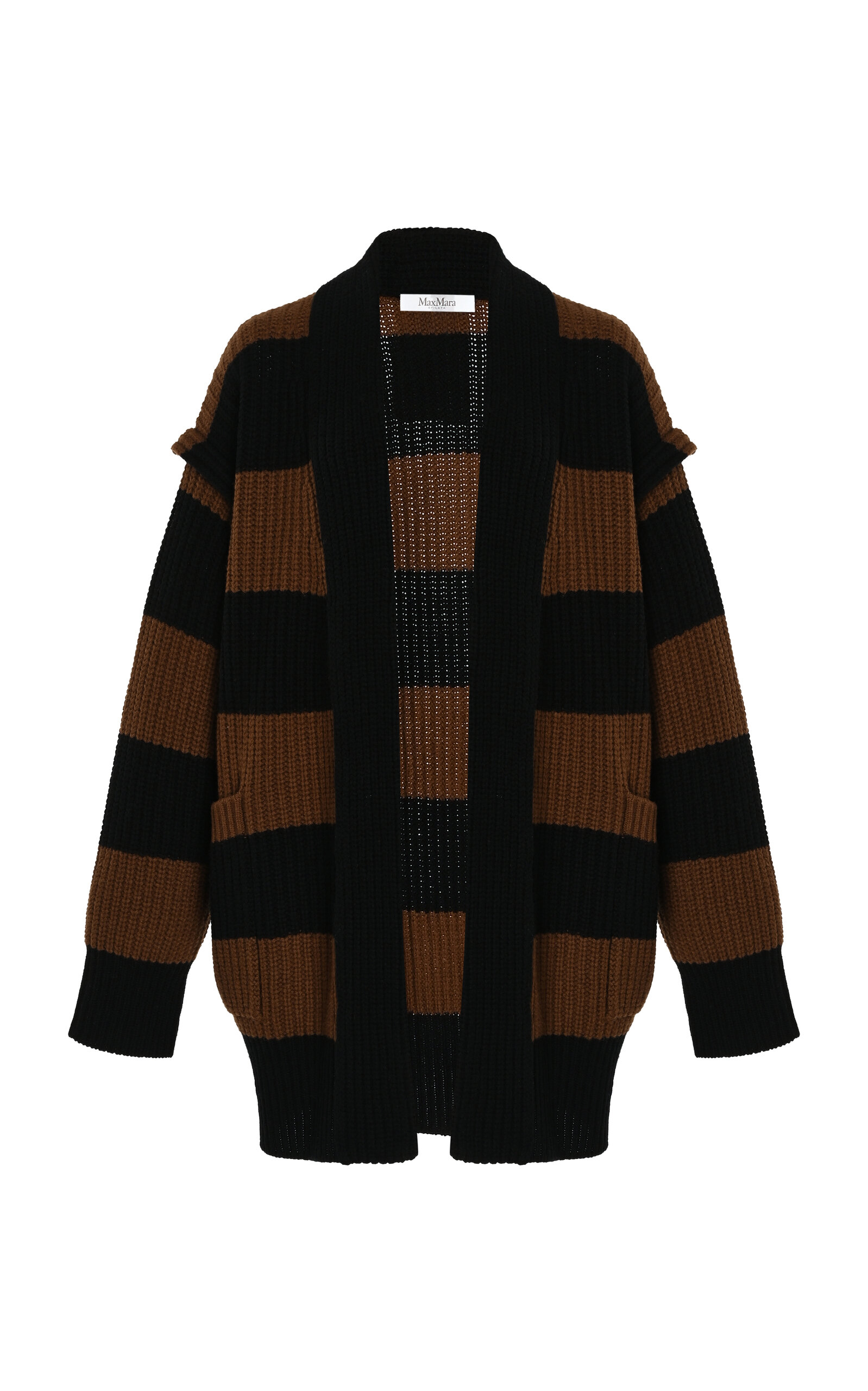 Shop Max Mara Agre Wool-cashmere Knit Cardigan In Black