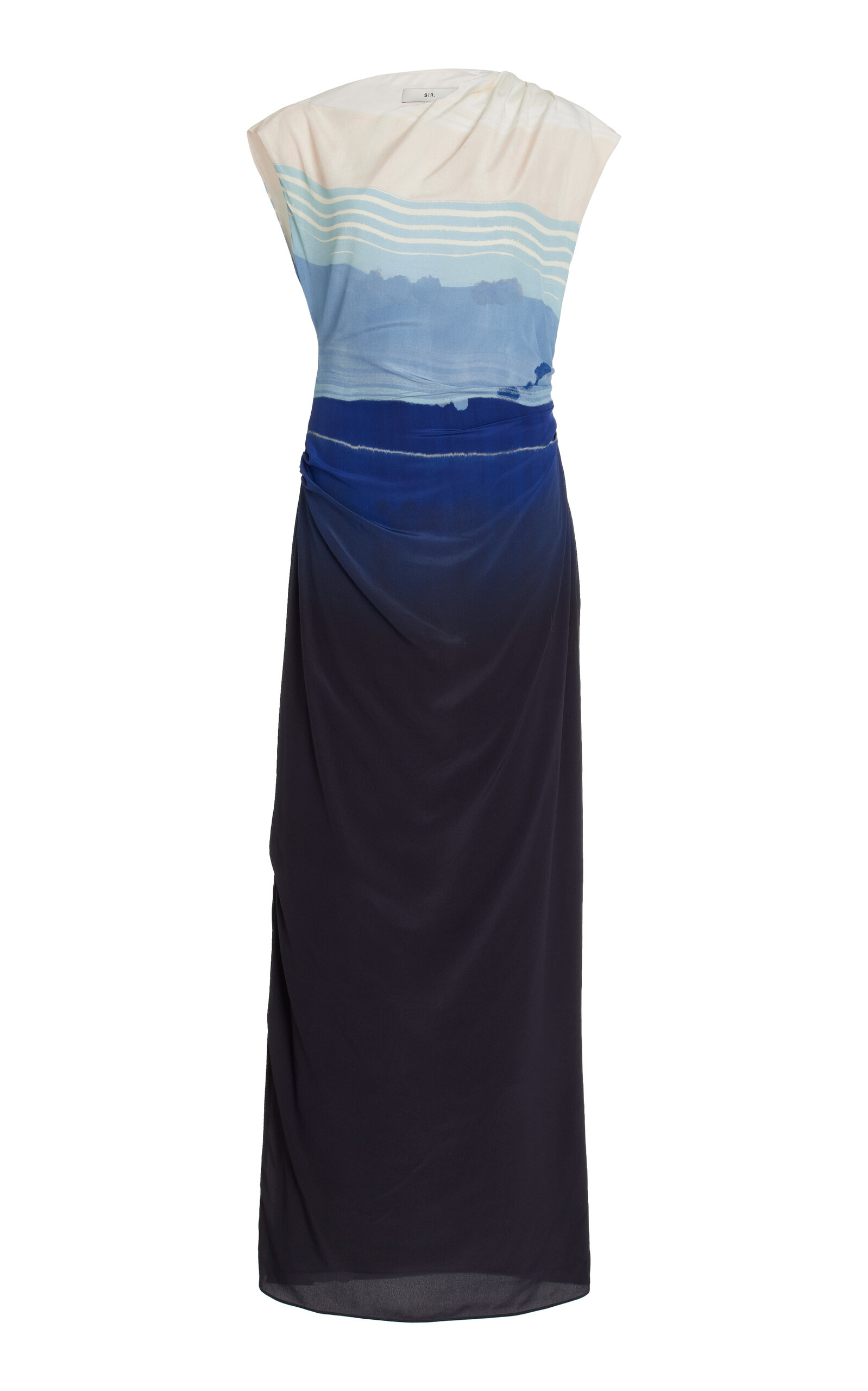 Shop Sir Mariner Silk Midi Dress In Blue