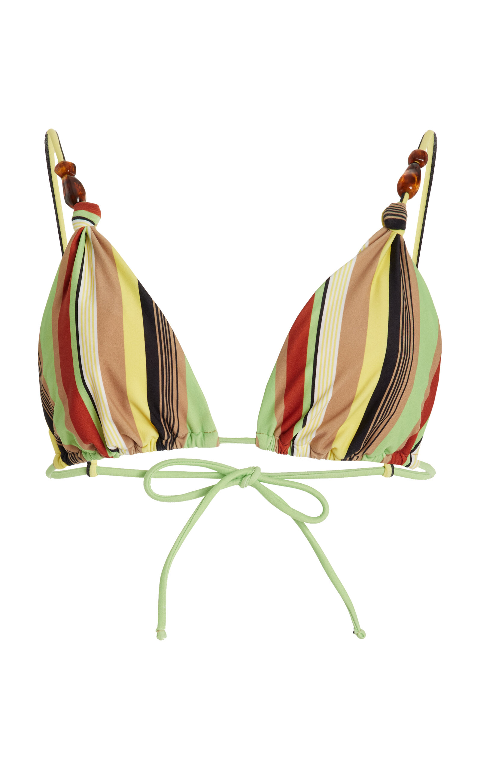 Shop Sir Poolside Beaded Striped Bikinitop In Green