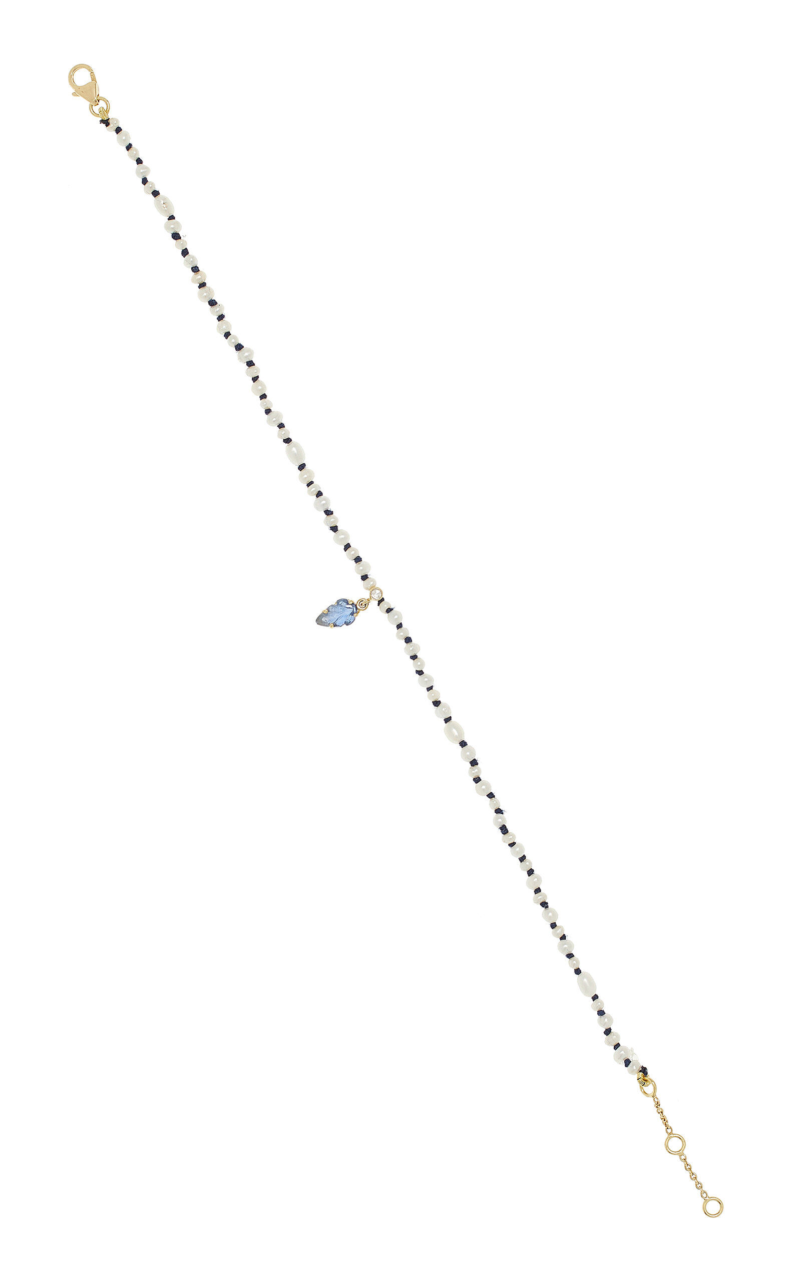 AMRAPALI MUNA 18K YELLOW GOLD PEARL; SAPPHIRE ANKLET 