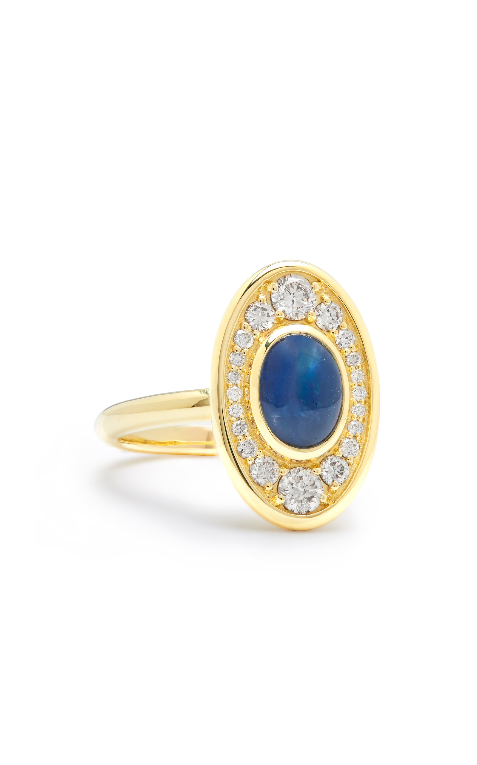 Shop Amrapali Navratna 18k Yellow Gold Sapphire Ring In Blue