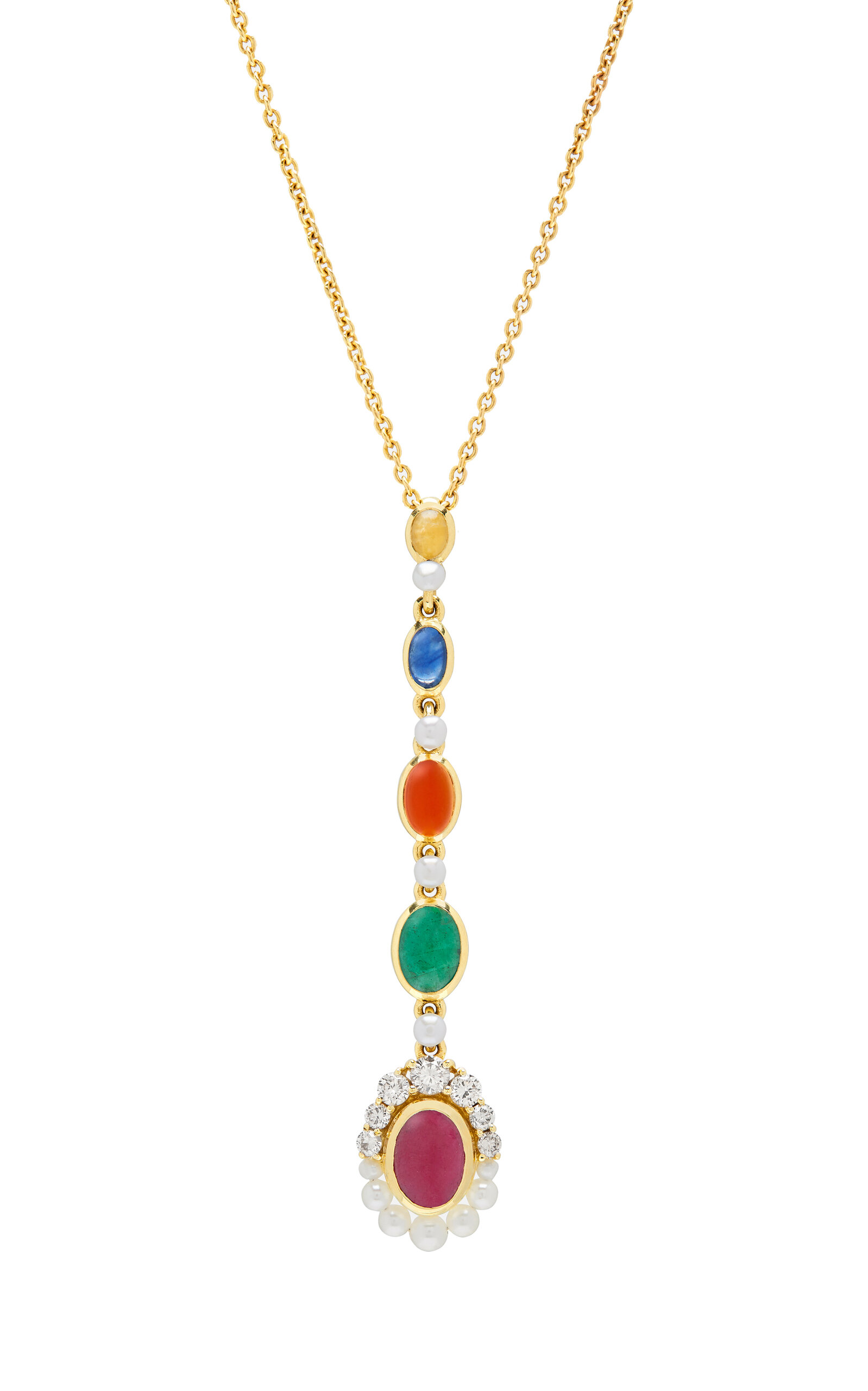 Navratna 18K Yellow Gold Necklace