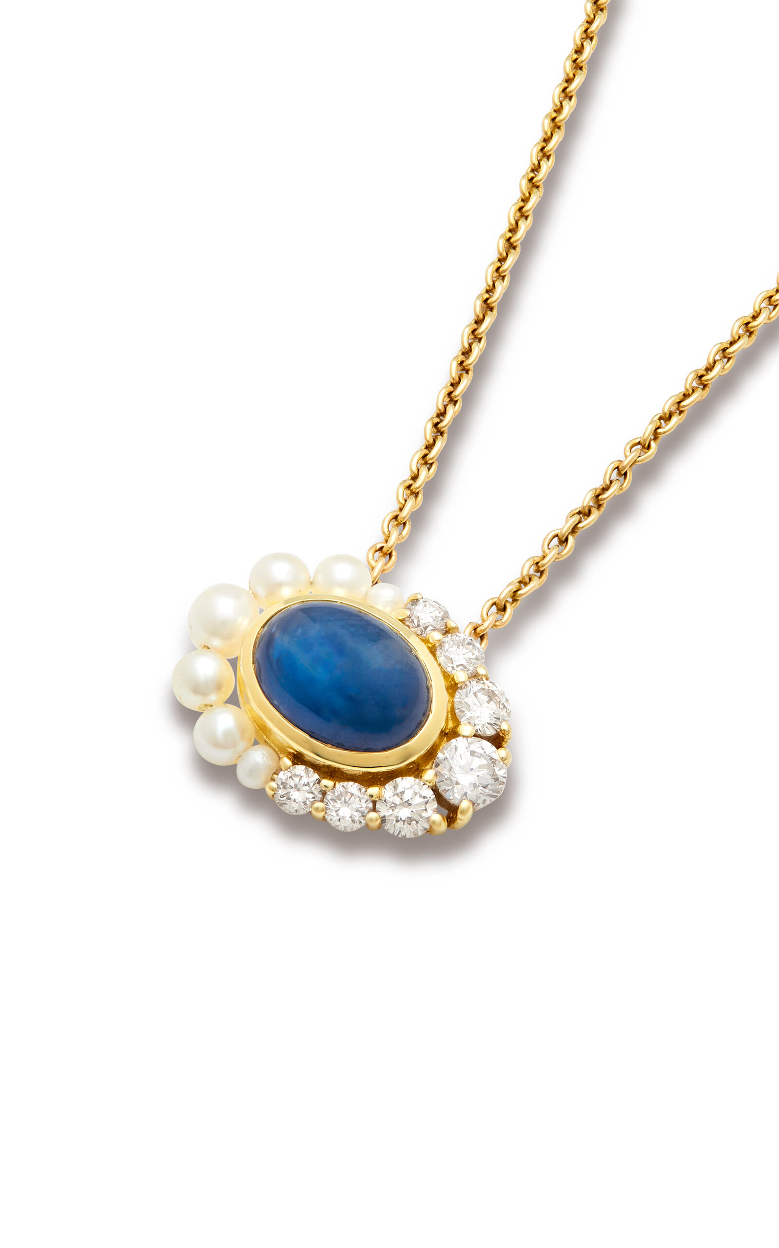 Navratna 18K Yellow Gold Sapphire Necklace