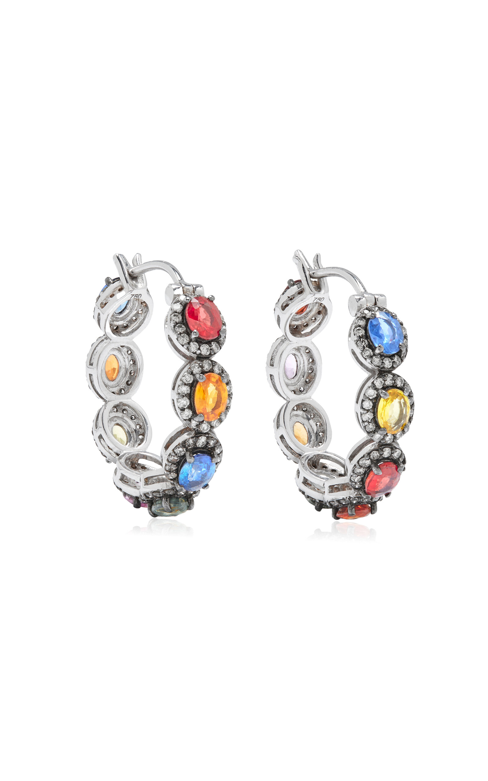 Mini Rajasthan 18K White Gold Sapphire Hoop Earrings