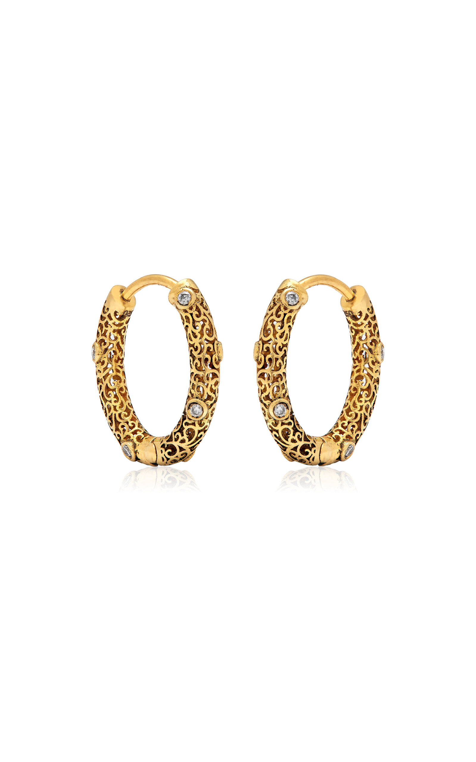 Jali 18K Yellow Gold Diamond Hoop Earrings