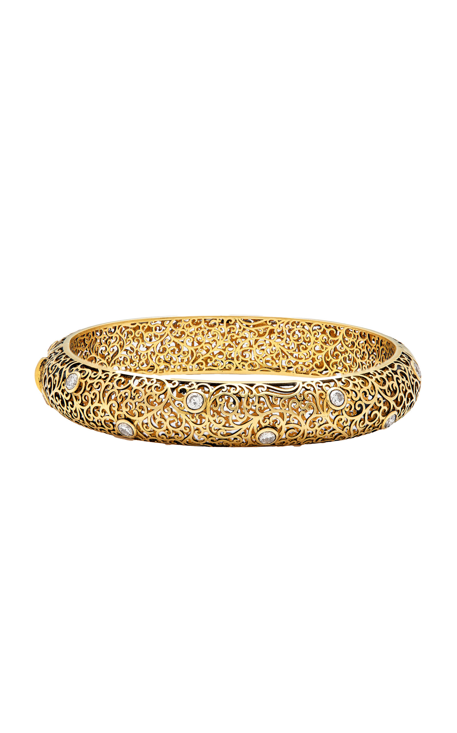 Jali 18K Yellow Gold Diamond Bangle