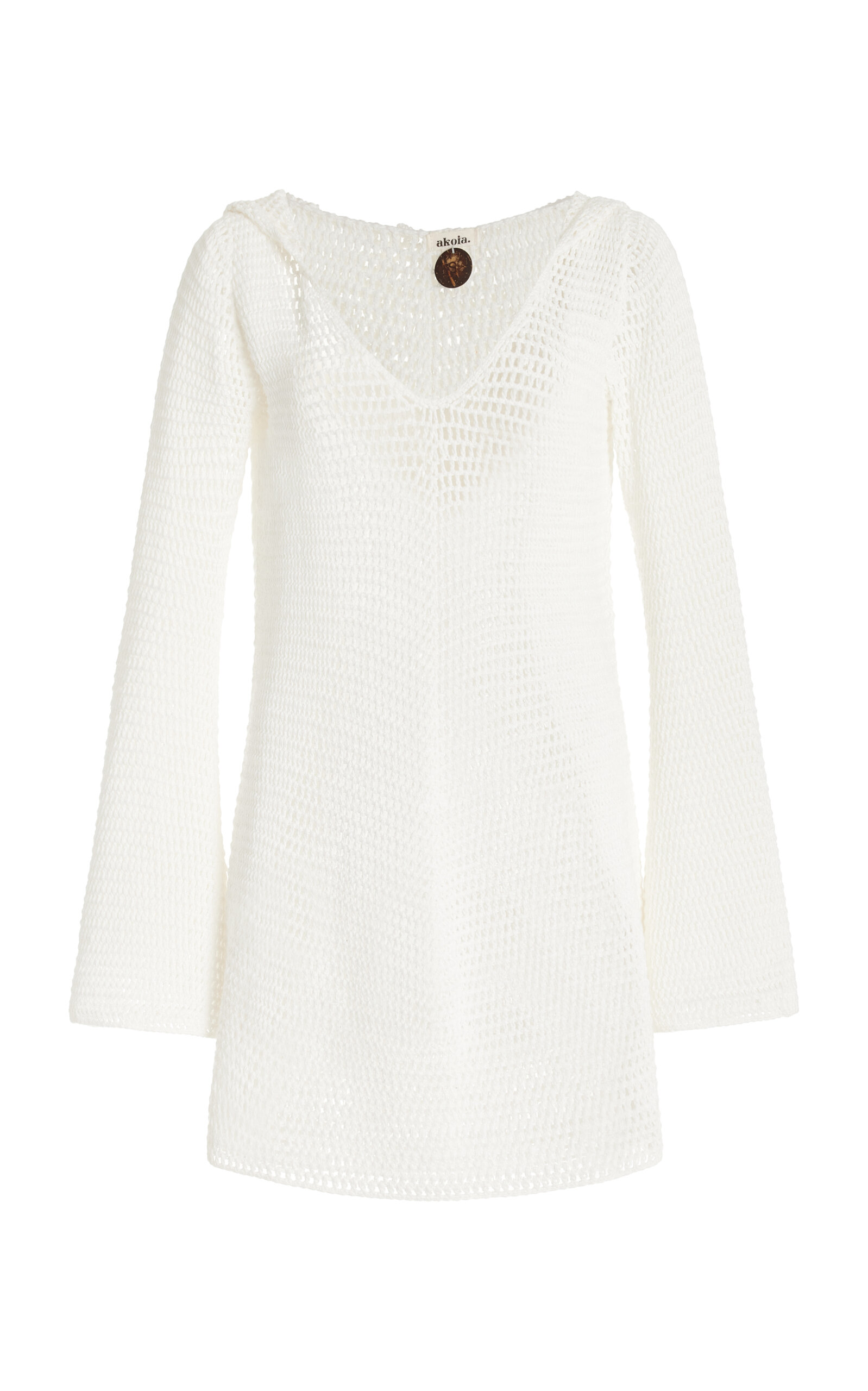 Shop Akoia Swim Exclusive Plata Hooded Crocheted-cotton Mini Dress In Ivory