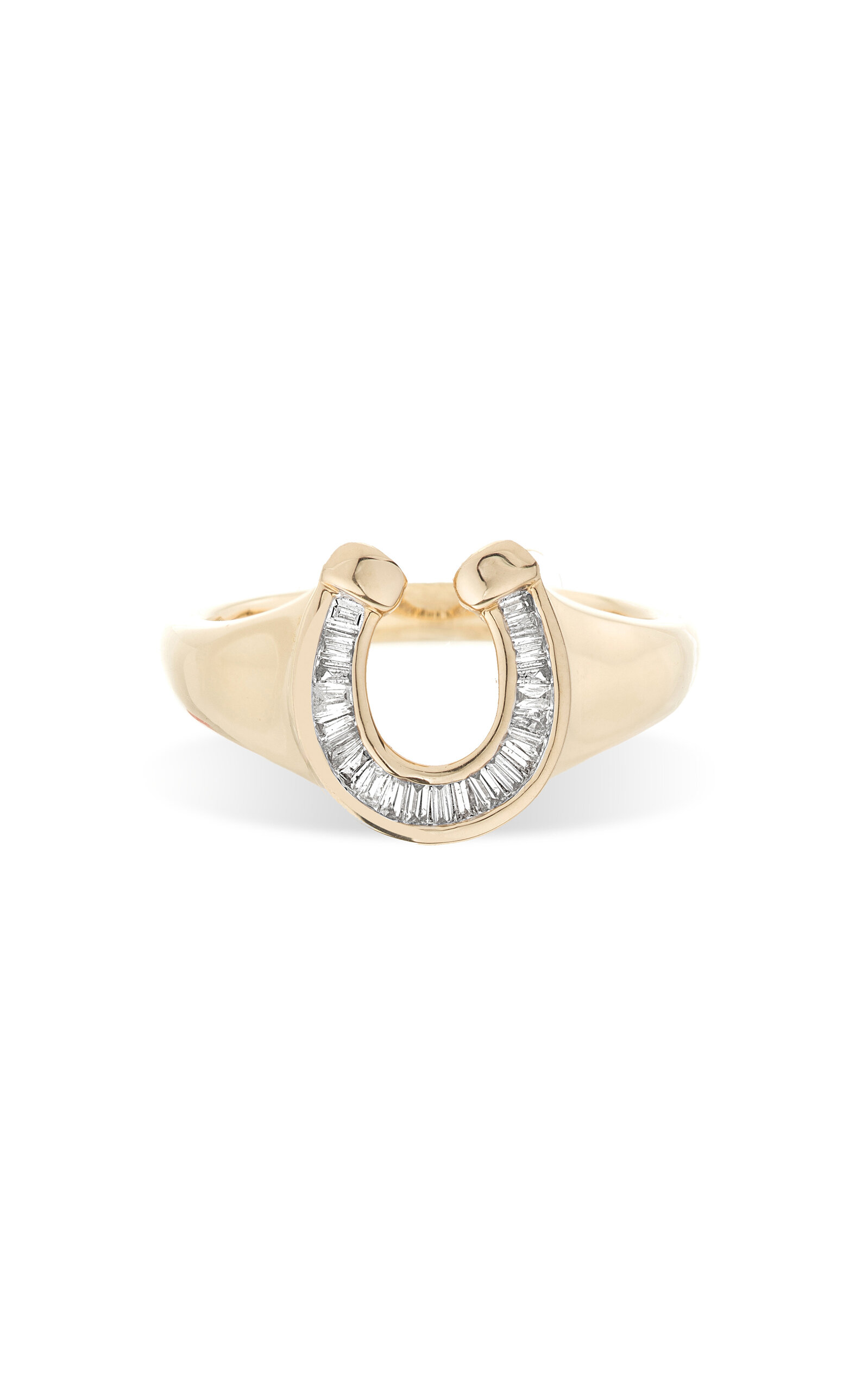 Shop Adina Reyter Baguette Horseshoe Signet Ring In Gold