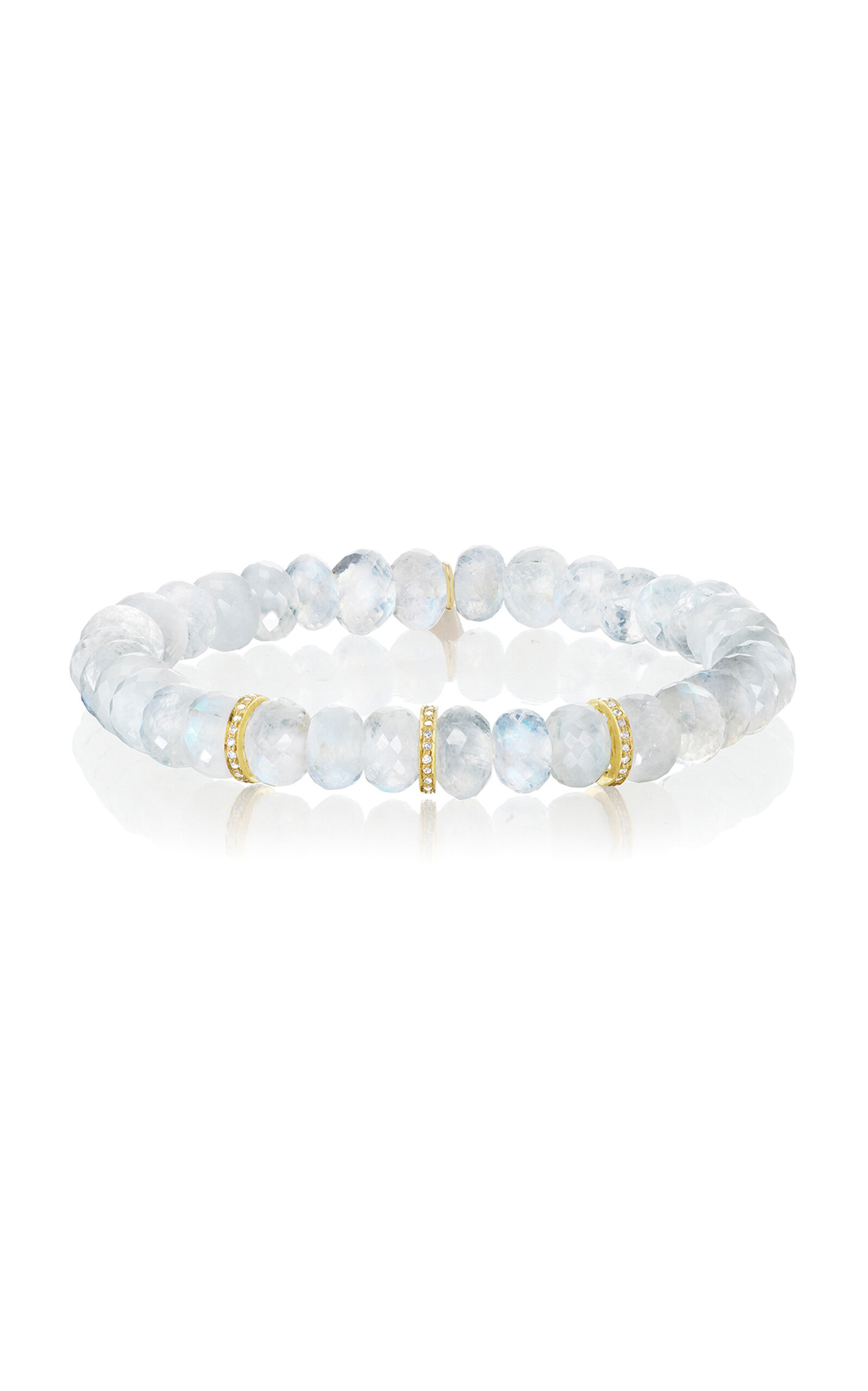 Shop Sheryl Lowe 14k Yellow Gold Diamond And Moonstone Bracelet In Clear