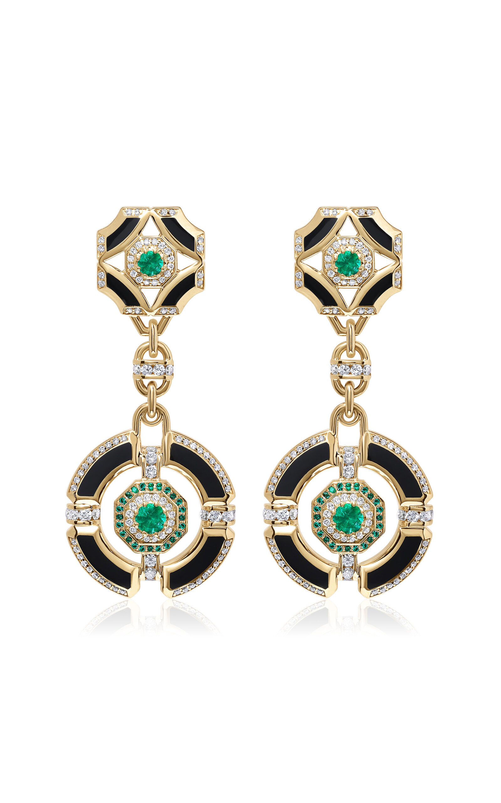 Shop State Property Darro Enchantress 18k Yellow Gold Diamond; Emerald Earrings In Green