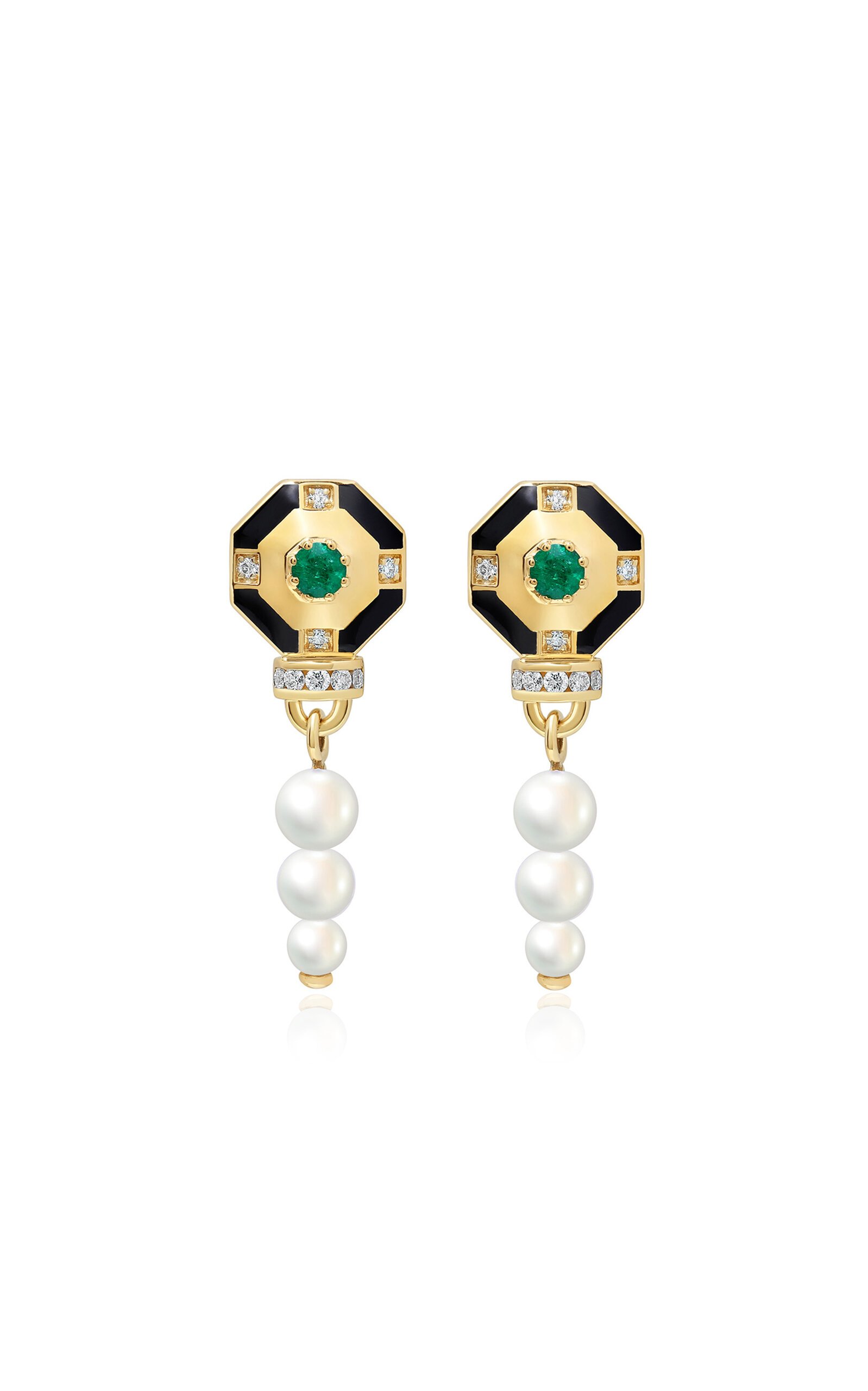 Genil Enchantress 18K Yellow Gold Pearl Earrings