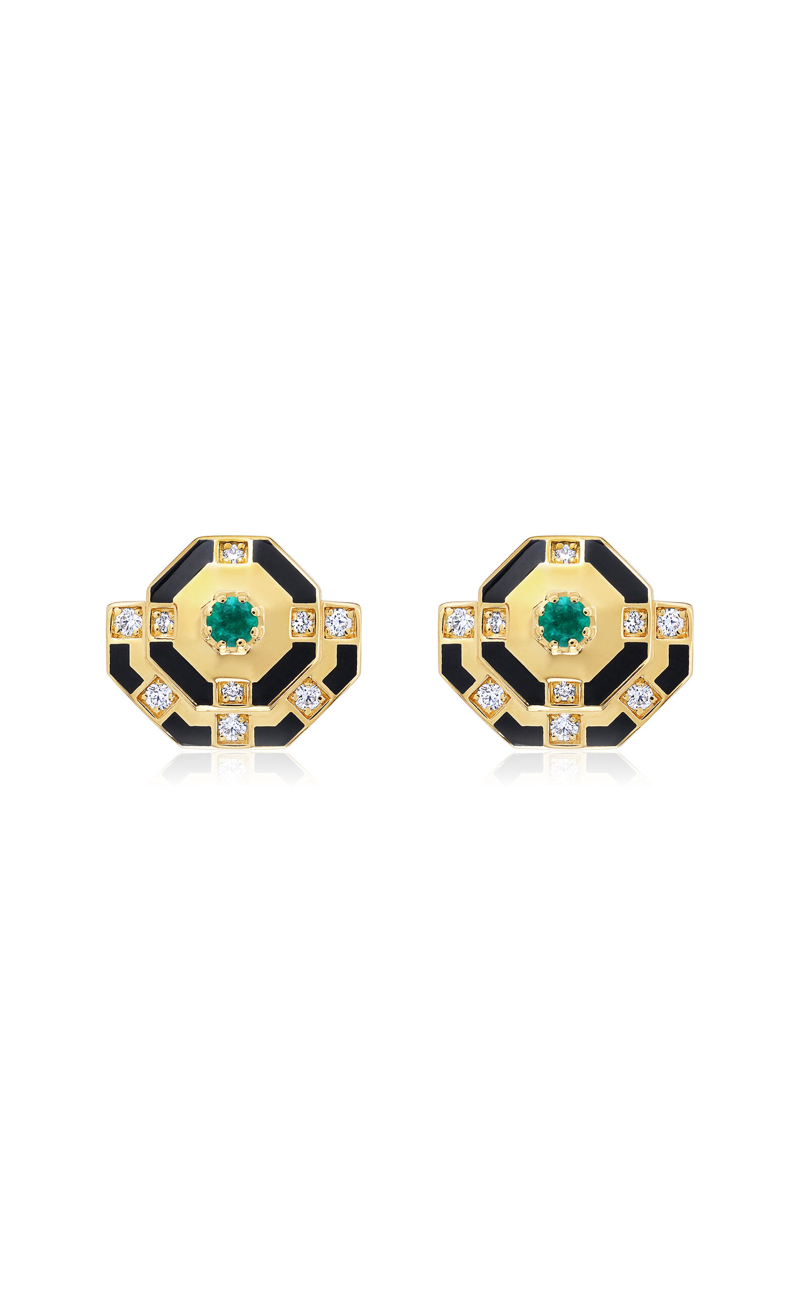 Genil Enchantress 18K Yellow Gold Emerald Earrings