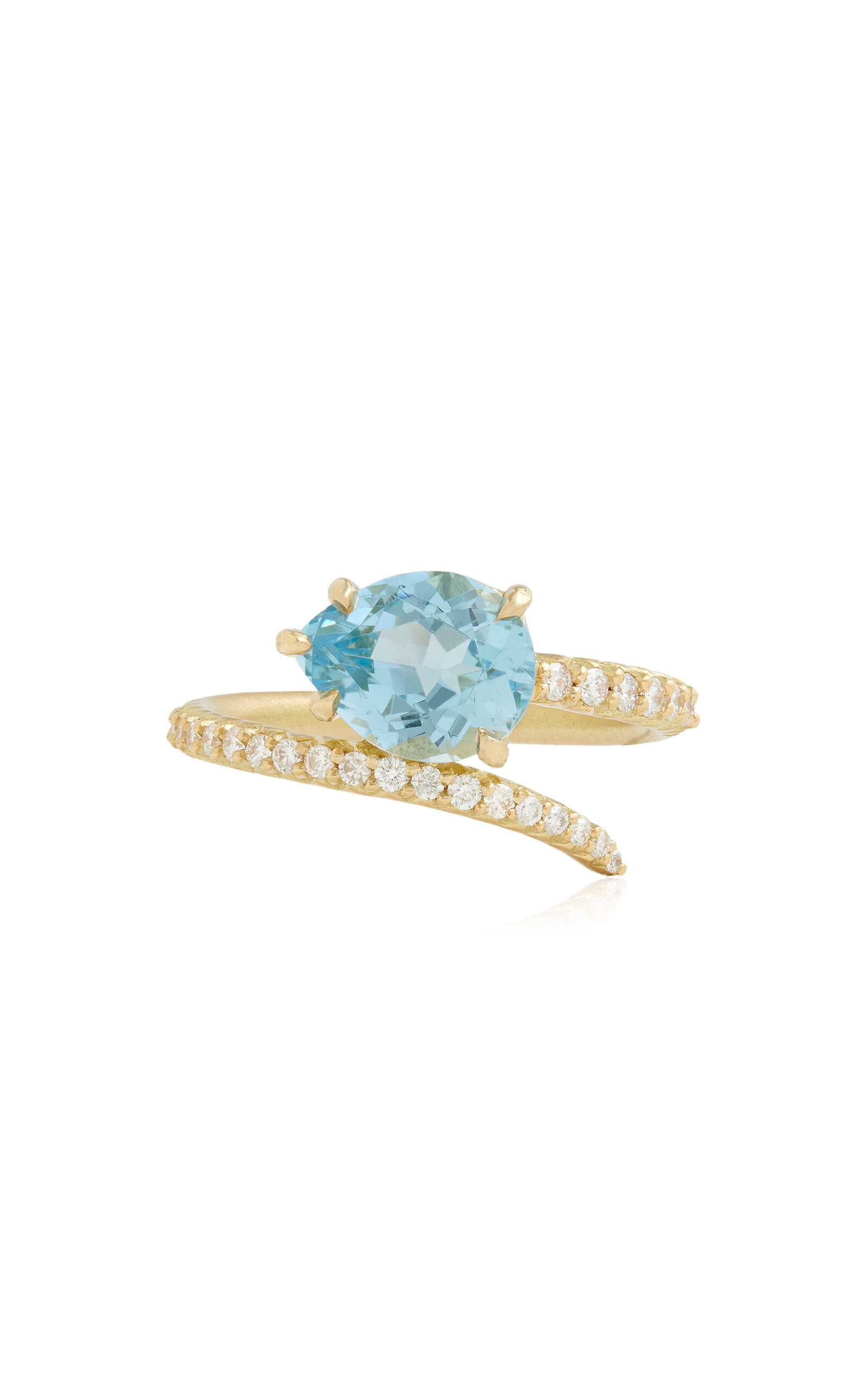 Shop Jamie Wolf 18k Yellow Gold Diamond And Topaz Ring In Blue