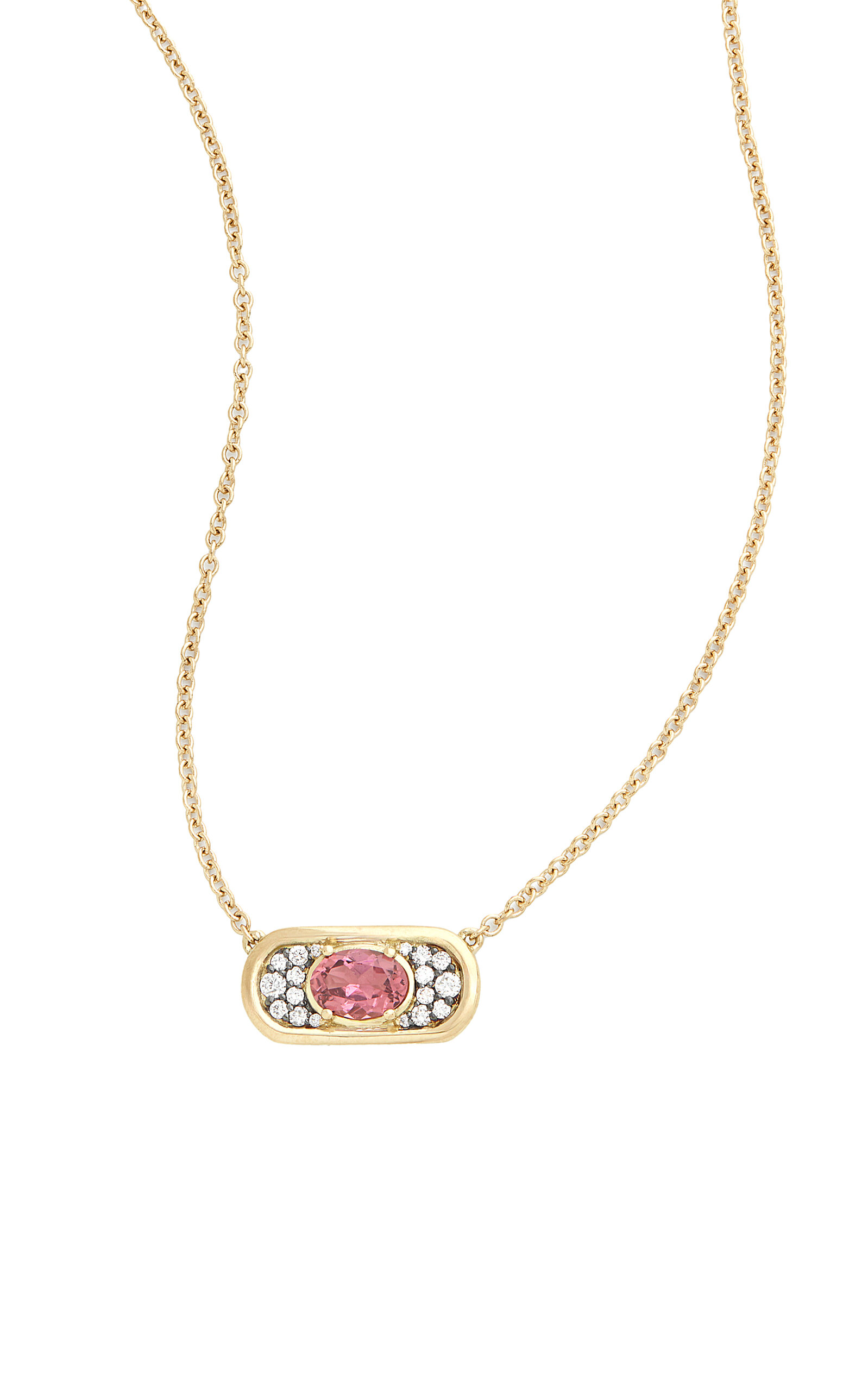 Shop Jamie Wolf 18k Yellow Gold Diamond And Tourmaline Necklace In Pink