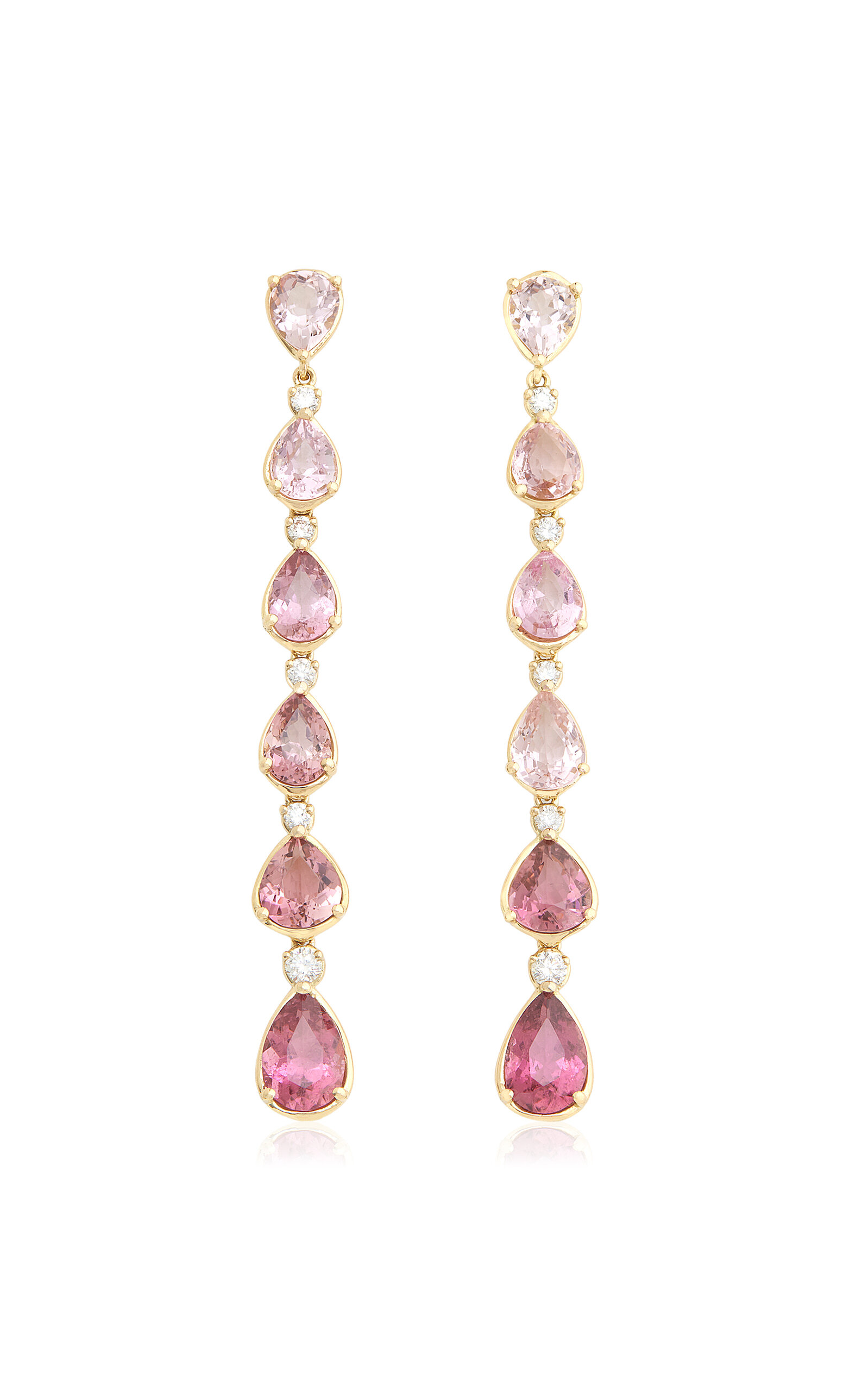 Ombré 18K Yellow Gold Diamond And Tourmaline Earrings