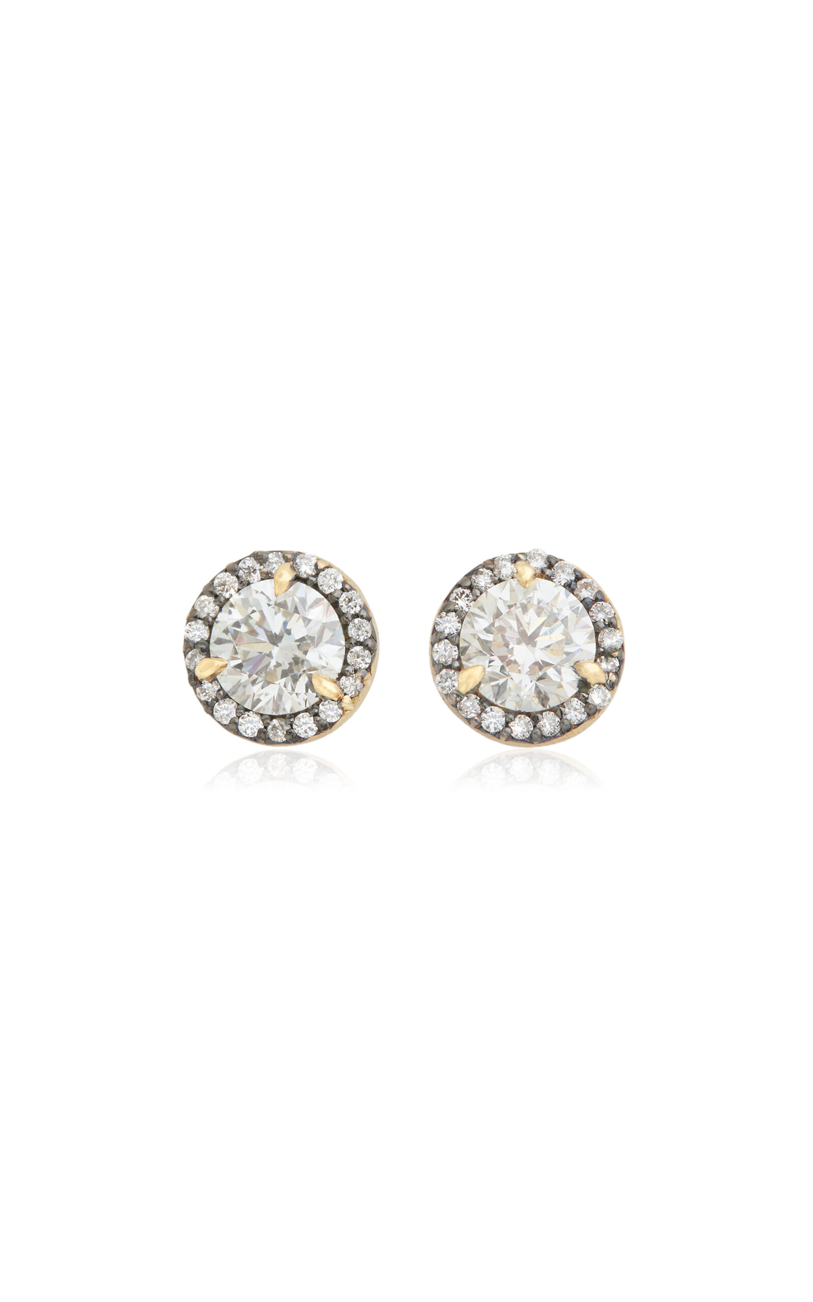 Shop Jamie Wolf 18k Yellow Gold Diamond Stud Earrings In White