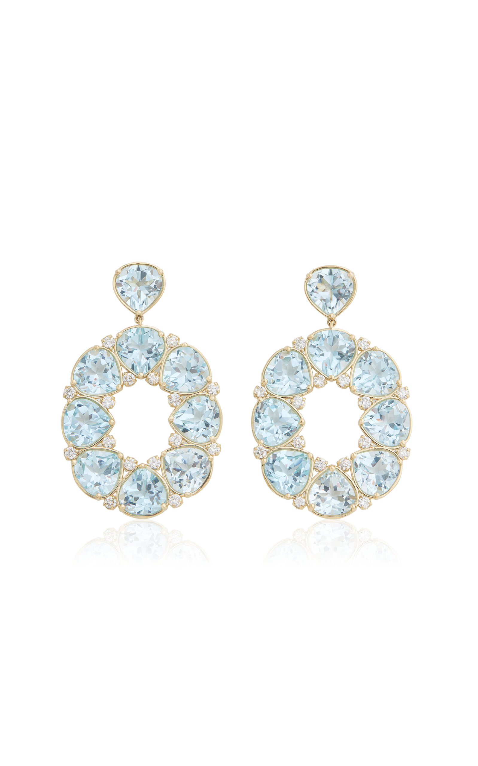 Shop Jamie Wolf 18k Yellow Gold Diamond And Topaz Earrings In Blue