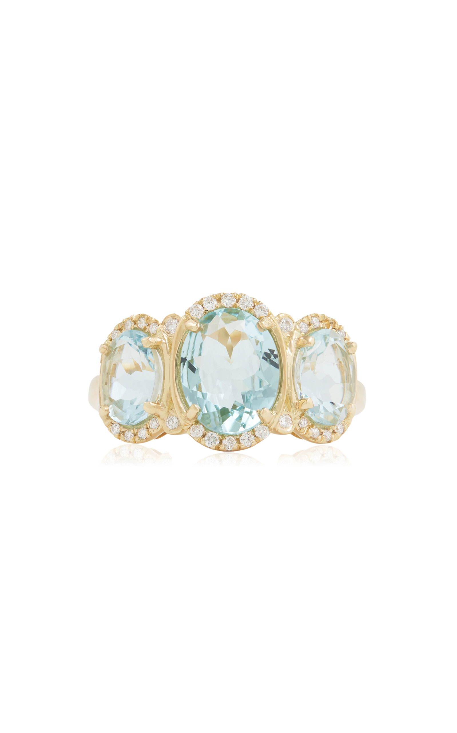 Shop Jamie Wolf 18k Yellow Gold Diamond And Aquamarine Ring In Blue