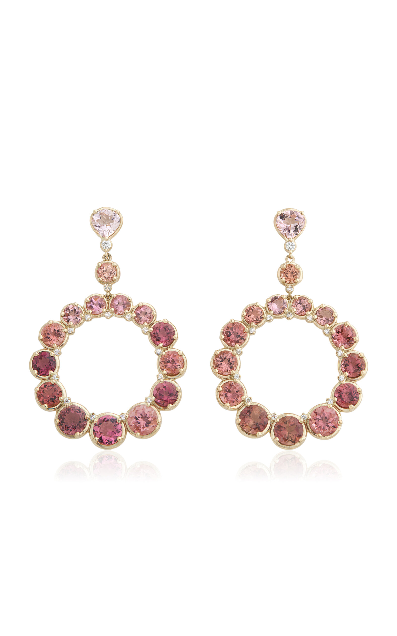 Shop Jamie Wolf Ombré 18k Yellow Gold Diamond And Tourmaline Earrings In Pink