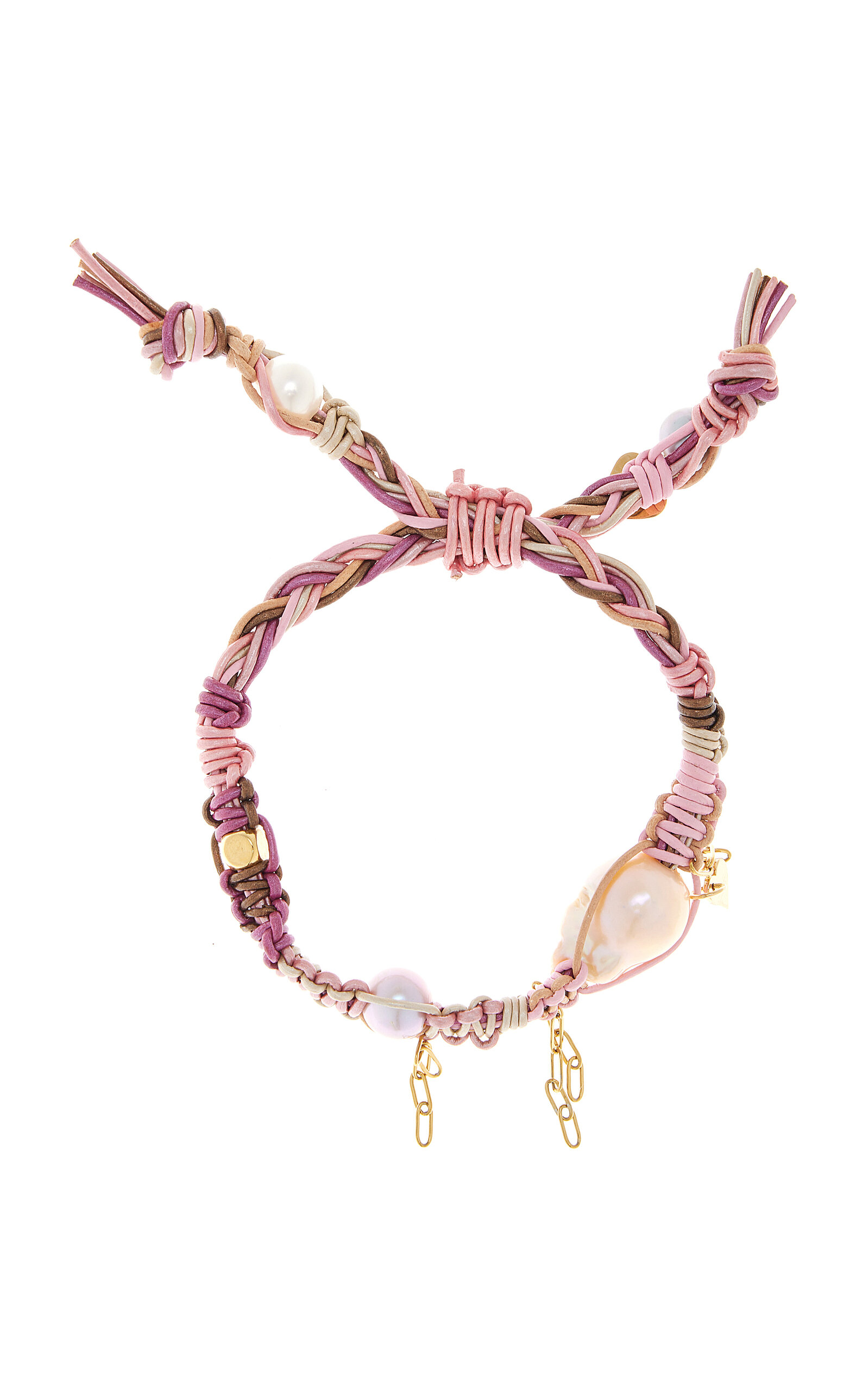 Joie Digiovanni Cotton Candy In Love Pearl; Leather Rocker Bracelet In Pink