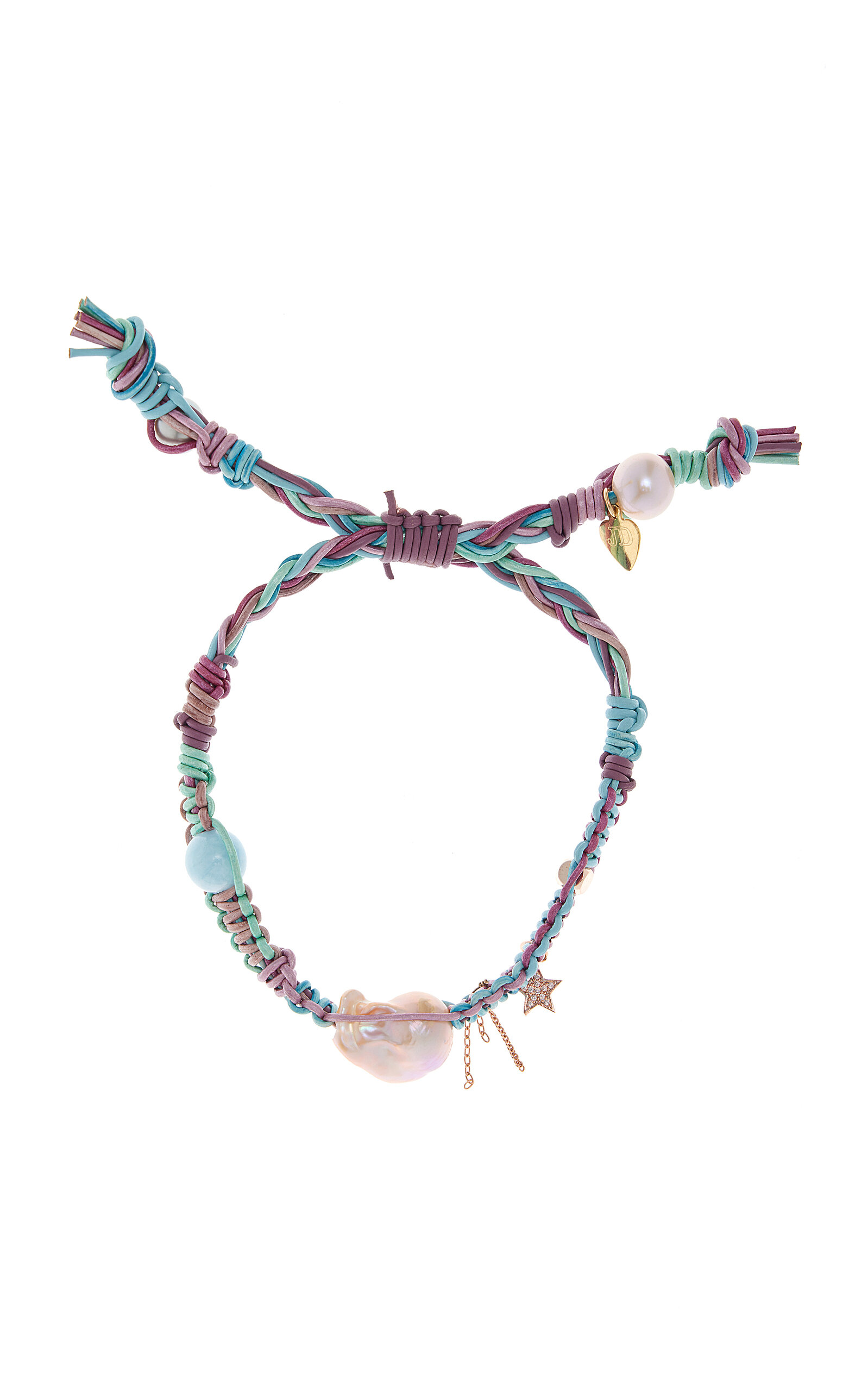 Joie Digiovanni Metallic Barbie Beach Pearl; Leather Rocker Bracelet In Multi