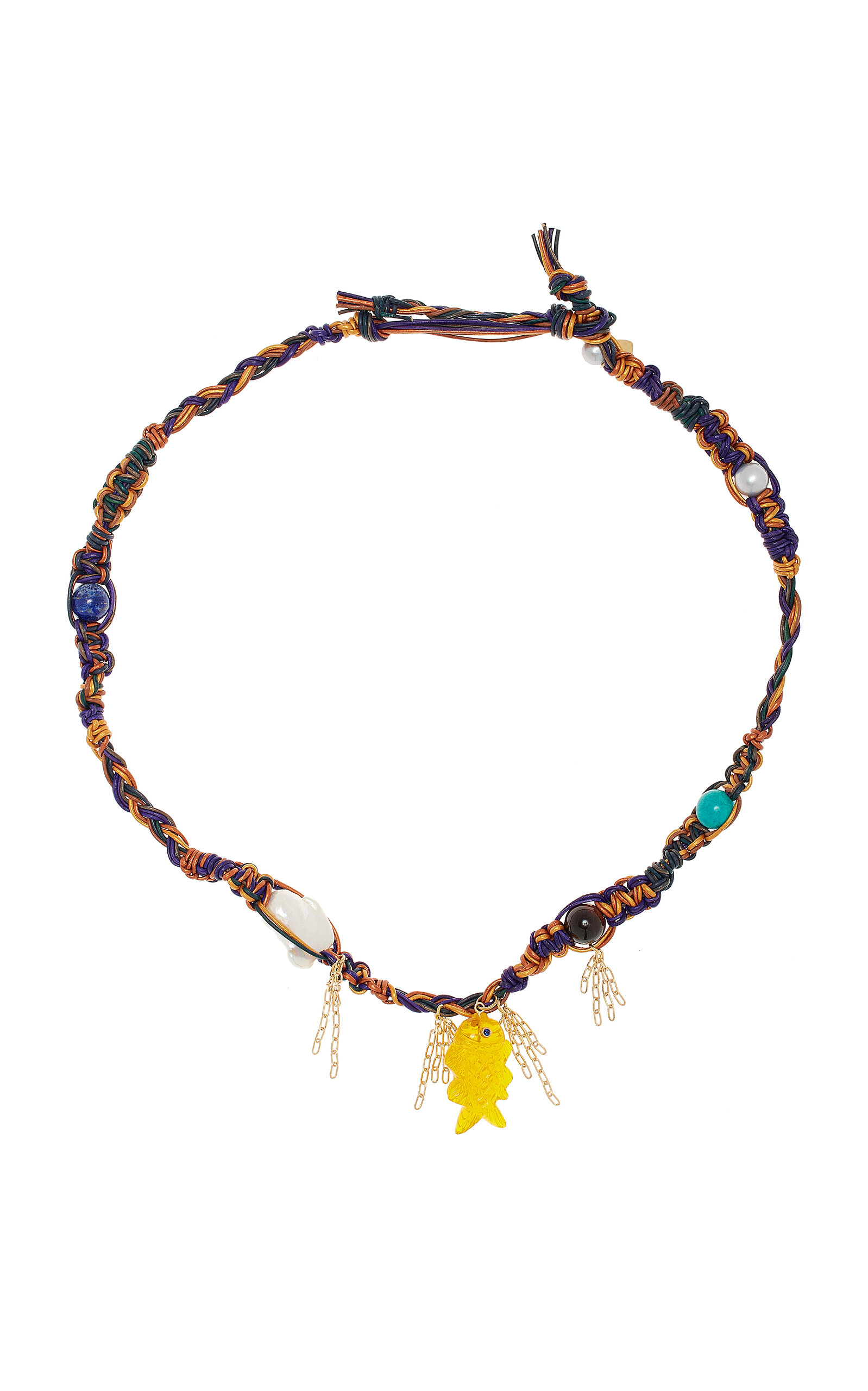 Joie Digiovanni Blue-eyed Fiah Leather Rockstar Necklace In Multi