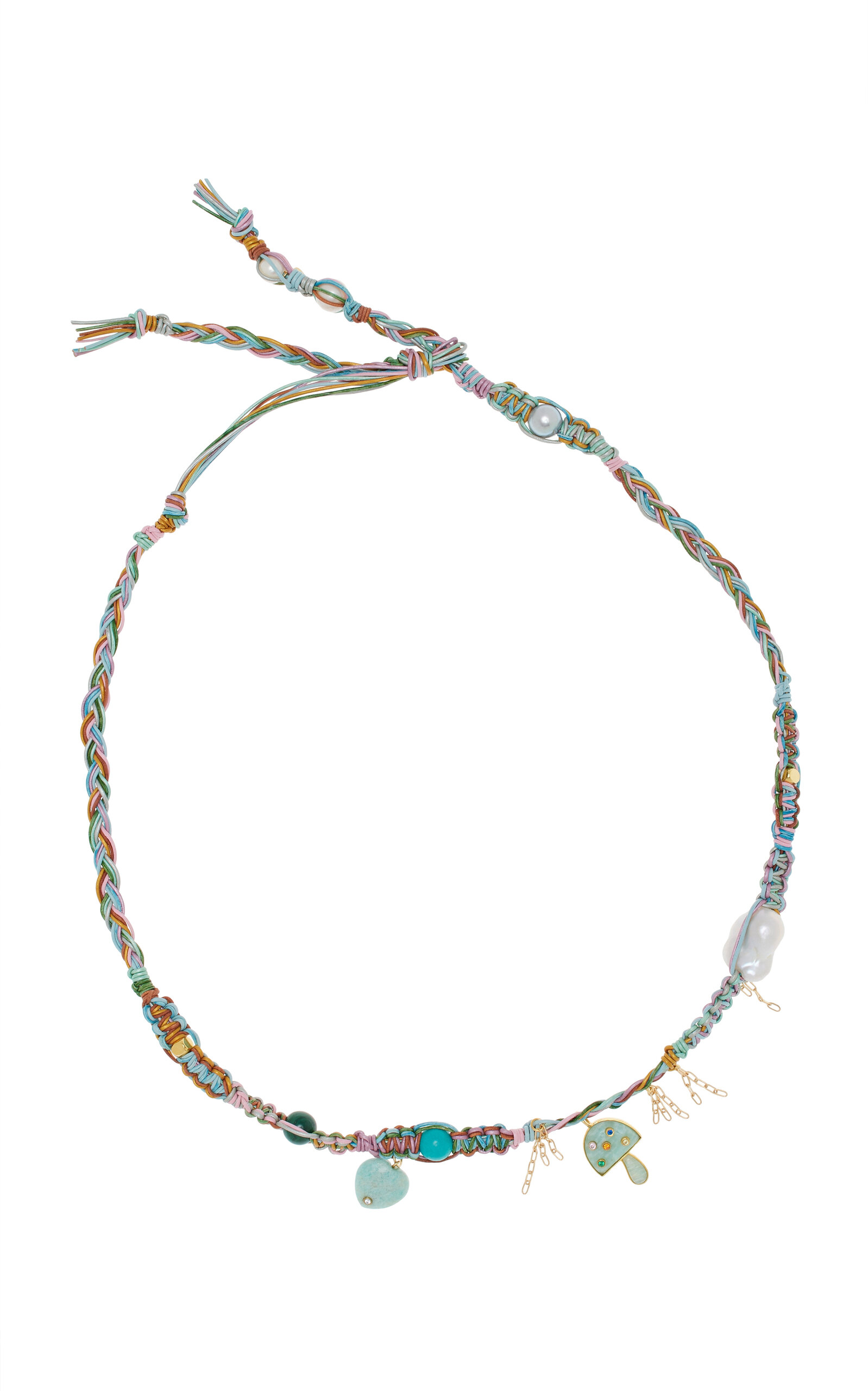 Joie Digiovanni Psychadellic Pastel Daydream Leather Rockstar Necklace In Metallic