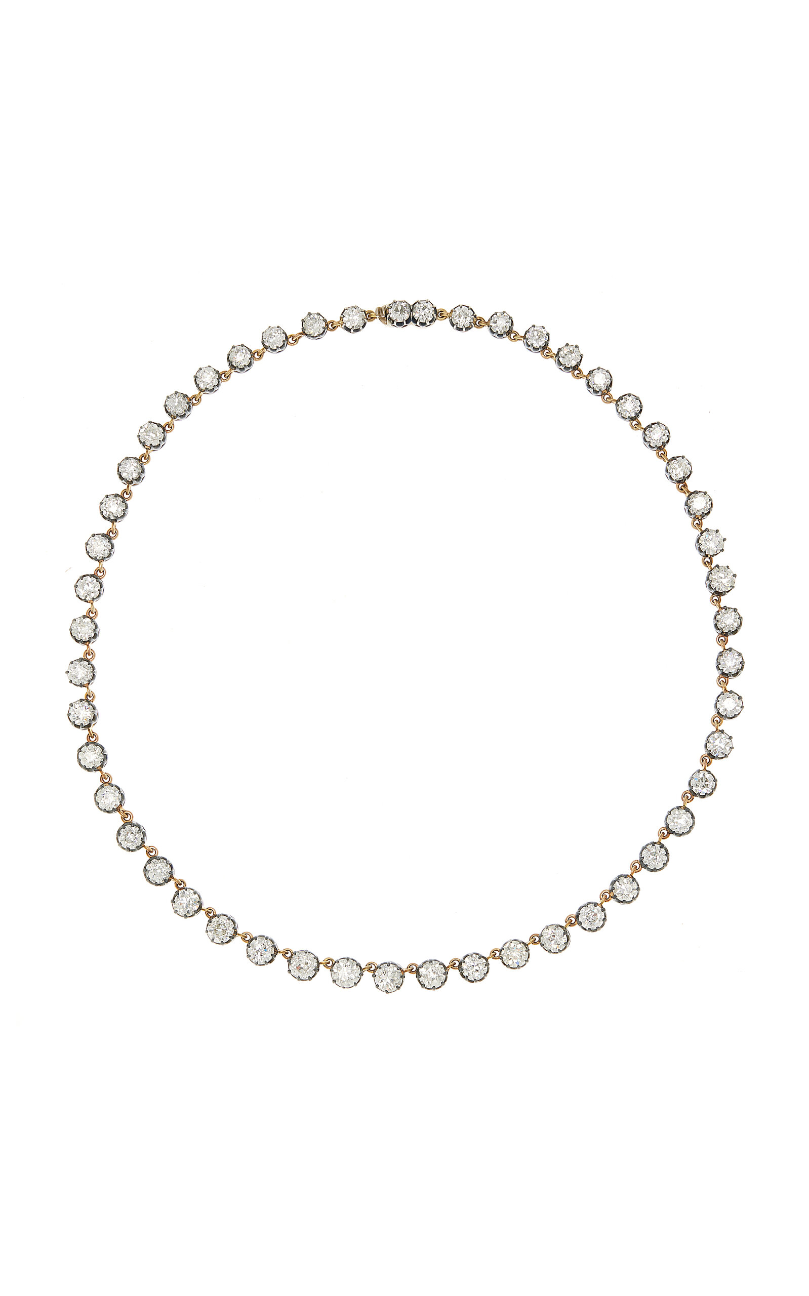 Shop Stephen Russell Vintage Silver; Gold Diamond Rivierere Necklace In White