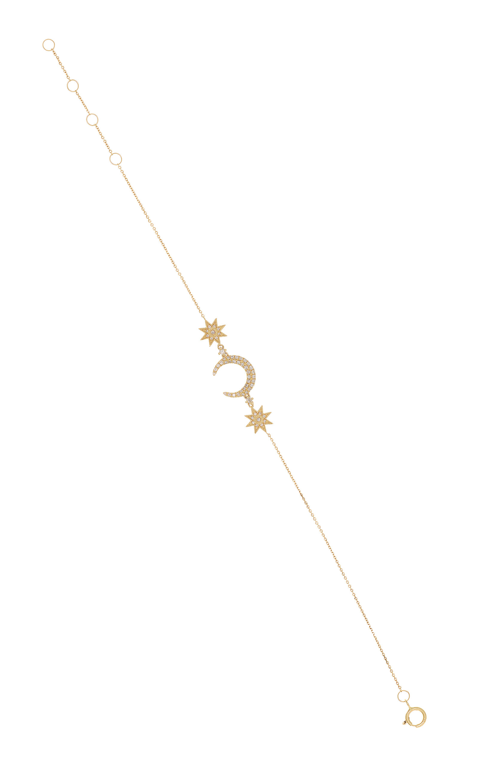 Mini Moon 
Star 18K Yellow Gold Diamond Bracelet