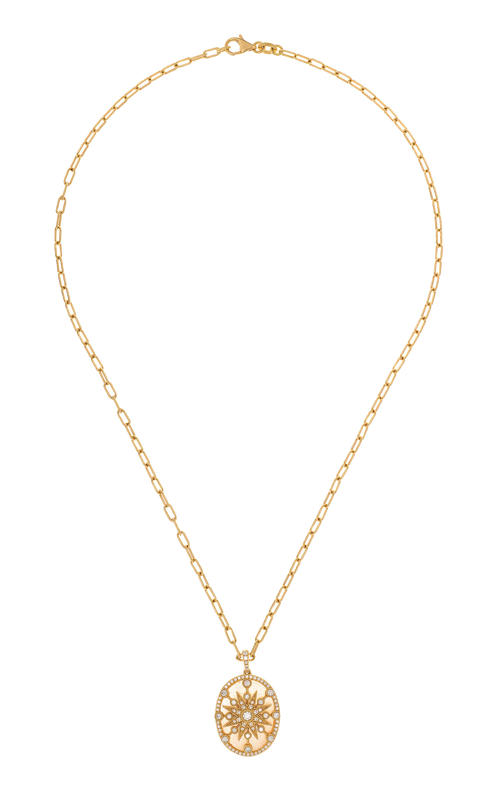 Star Sheild 18K Yellow Gold Diamond Necklace