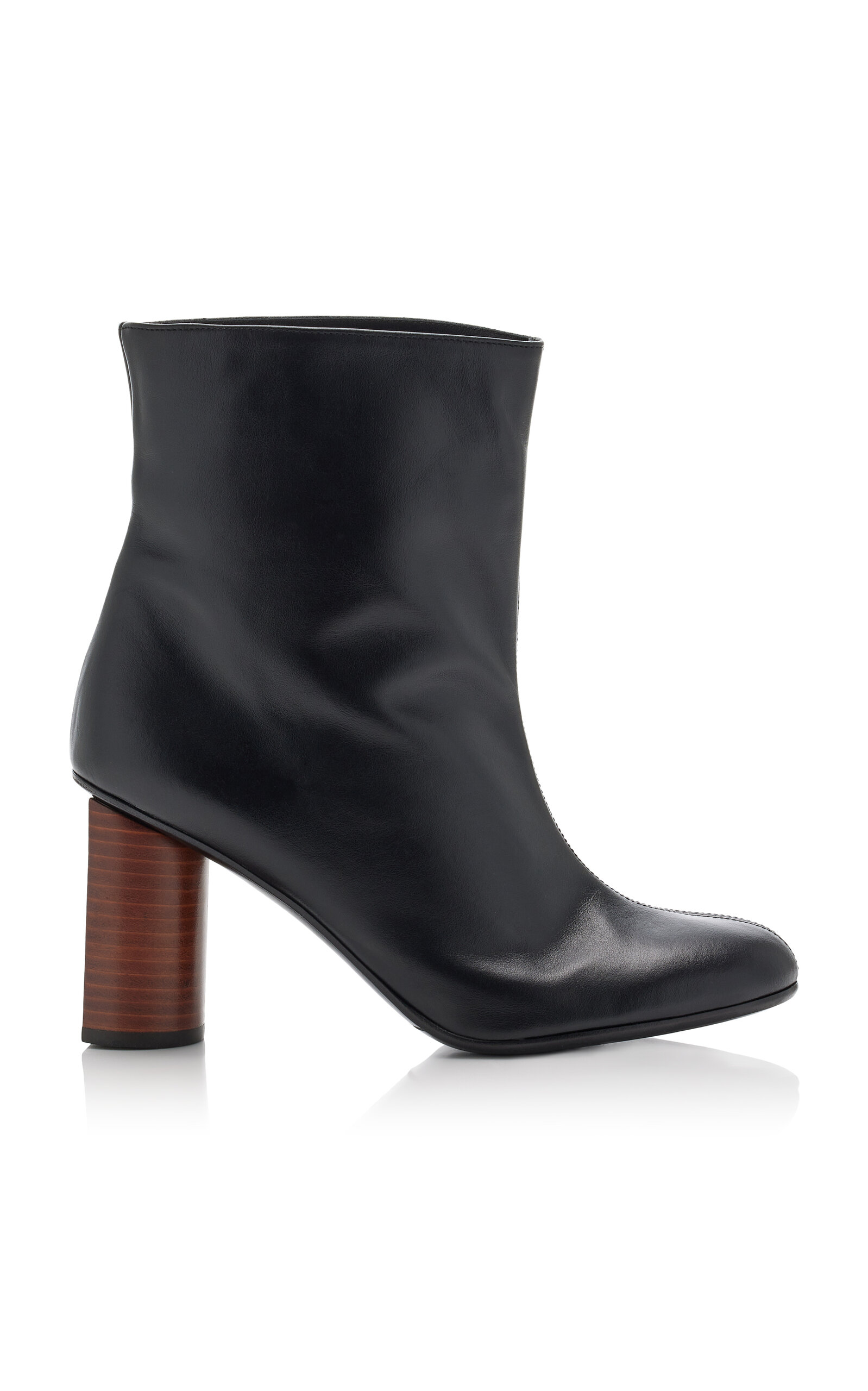 Shop Co Front Seam Leather Ankle Boots In Black